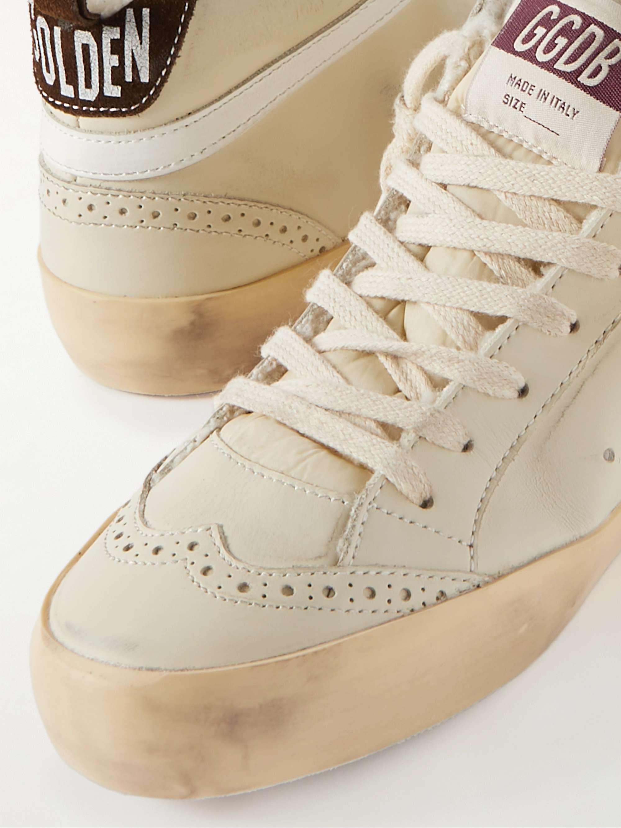 GOLDEN GOOSE Superstar distressed shearling-lined rubber and leather sneakers