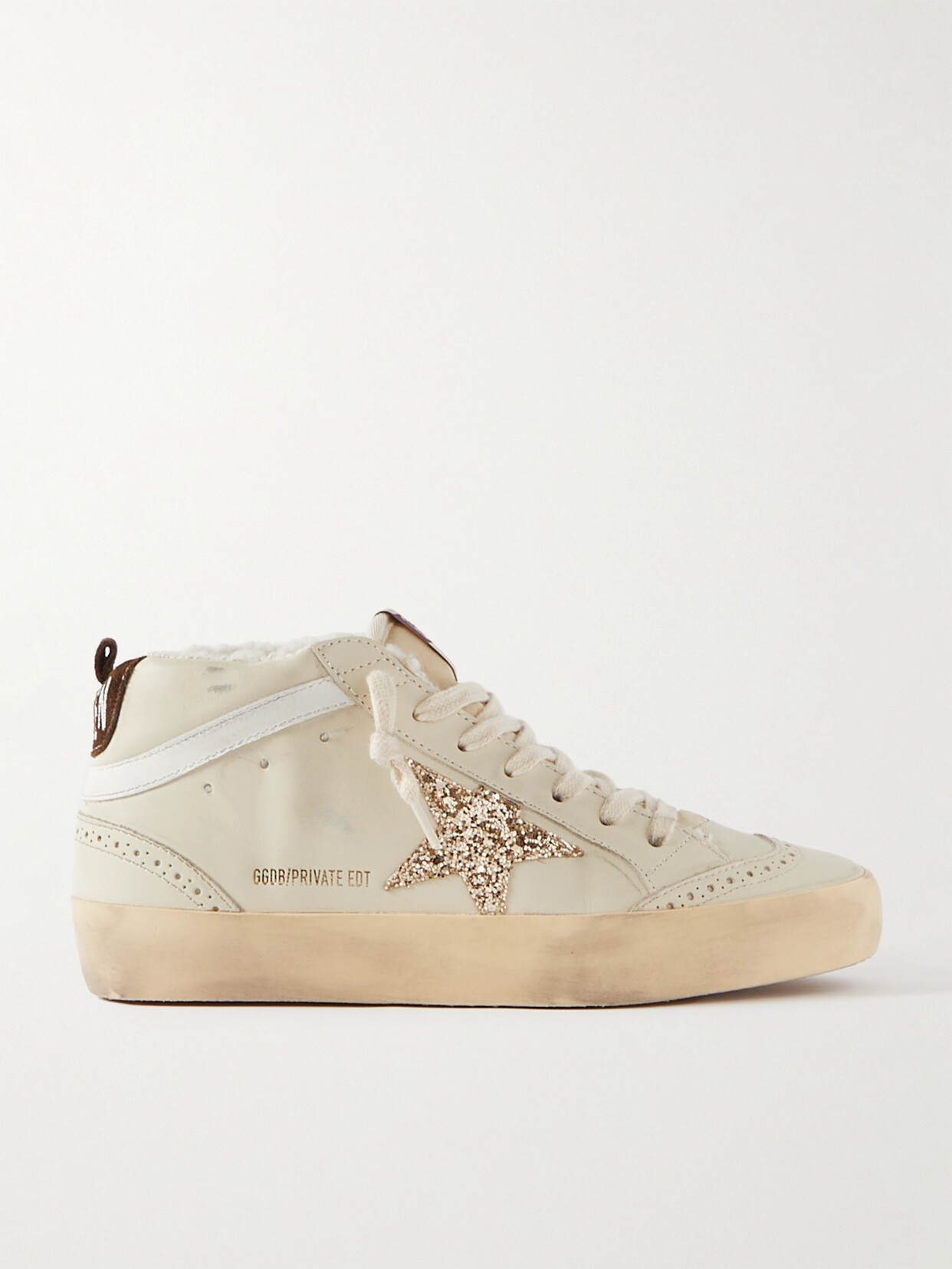 Golden Goose - Superstar Distressed Shearling-lined Rubber And Leather Sneakers - Ivory