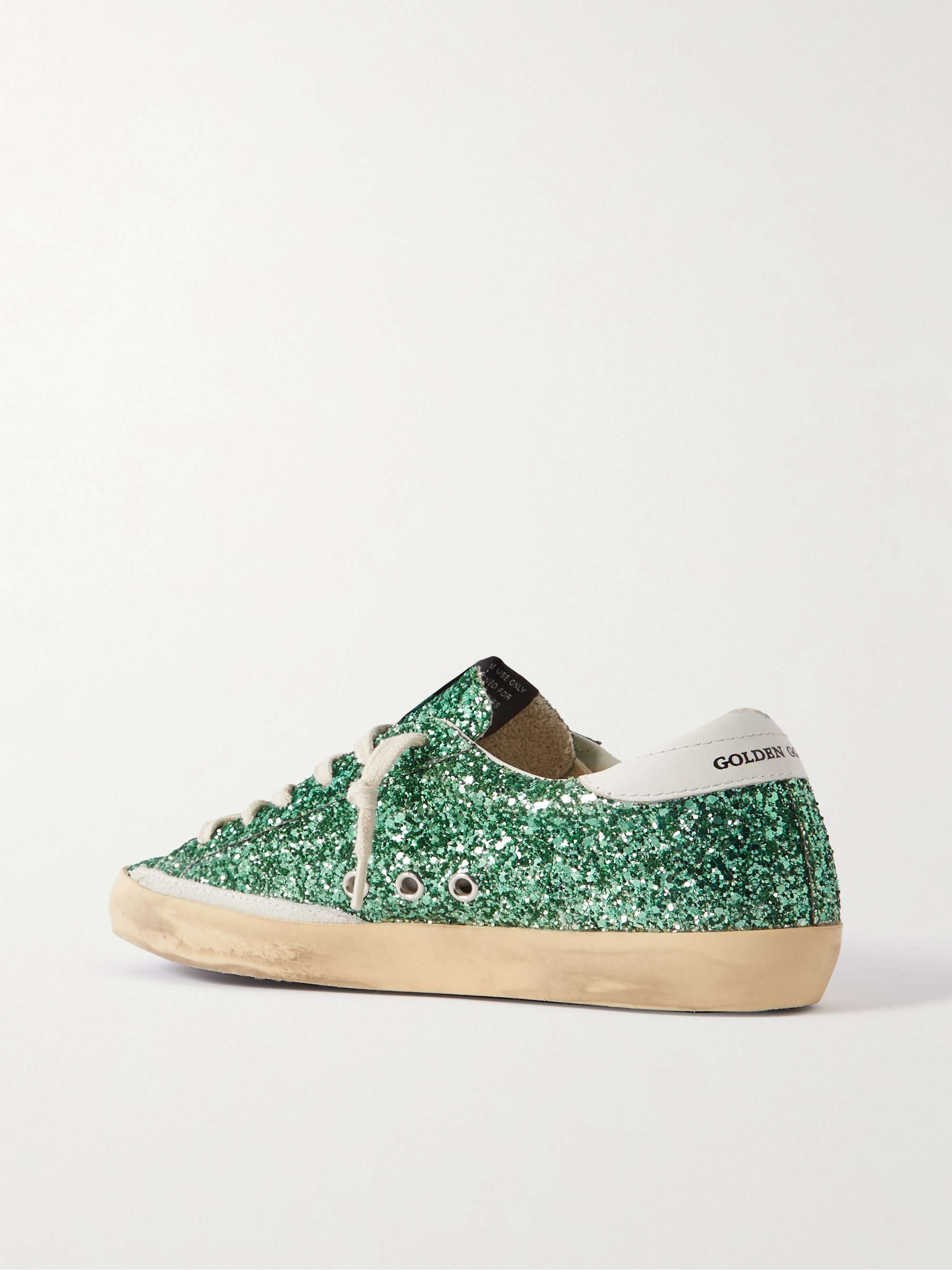 GOLDEN GOOSE Superstar distressed leather-trimmed suede sneakers
