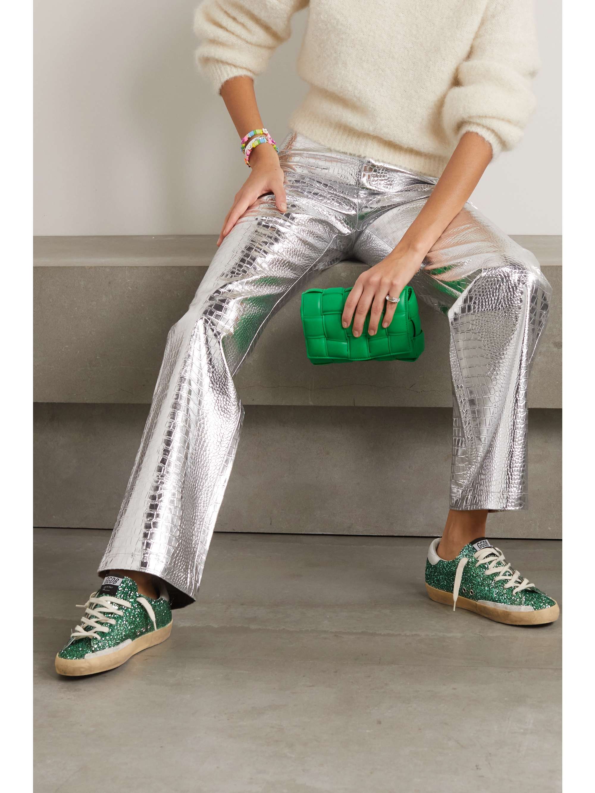 GOLDEN GOOSE Superstar distressed leather-trimmed suede sneakers