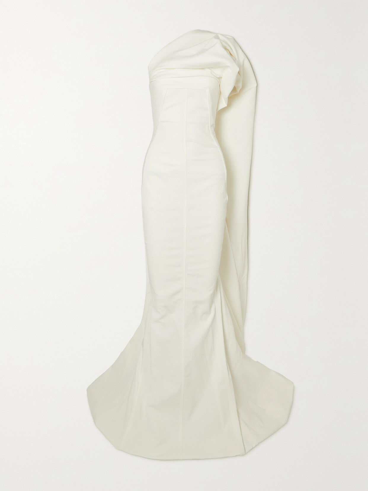 Rick Owens Aphrodite Cape-effect Cotton-blend Lamé Gown In White