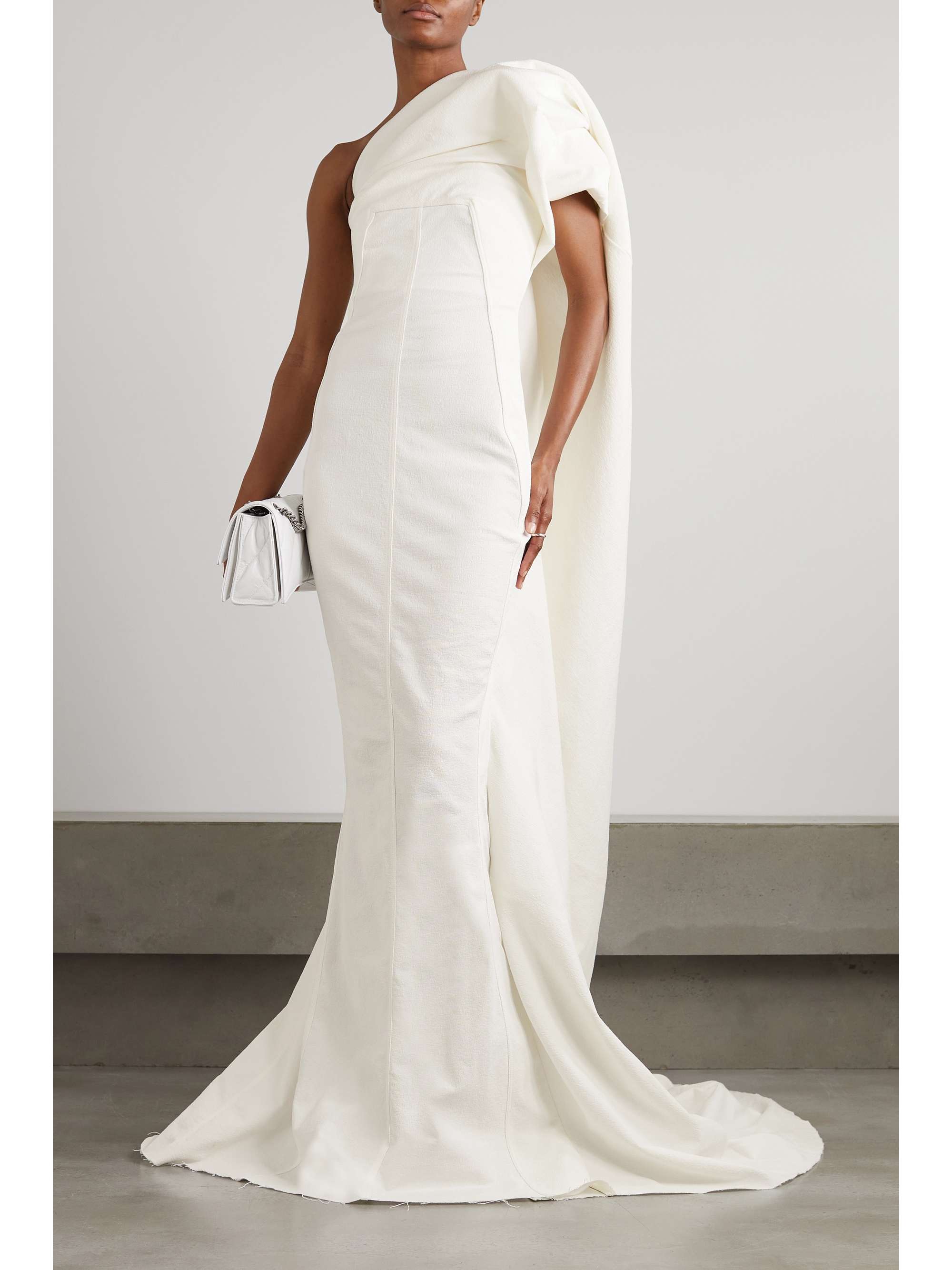 RICK OWENS Aphrodite cape-effect cotton-blend lamé gown