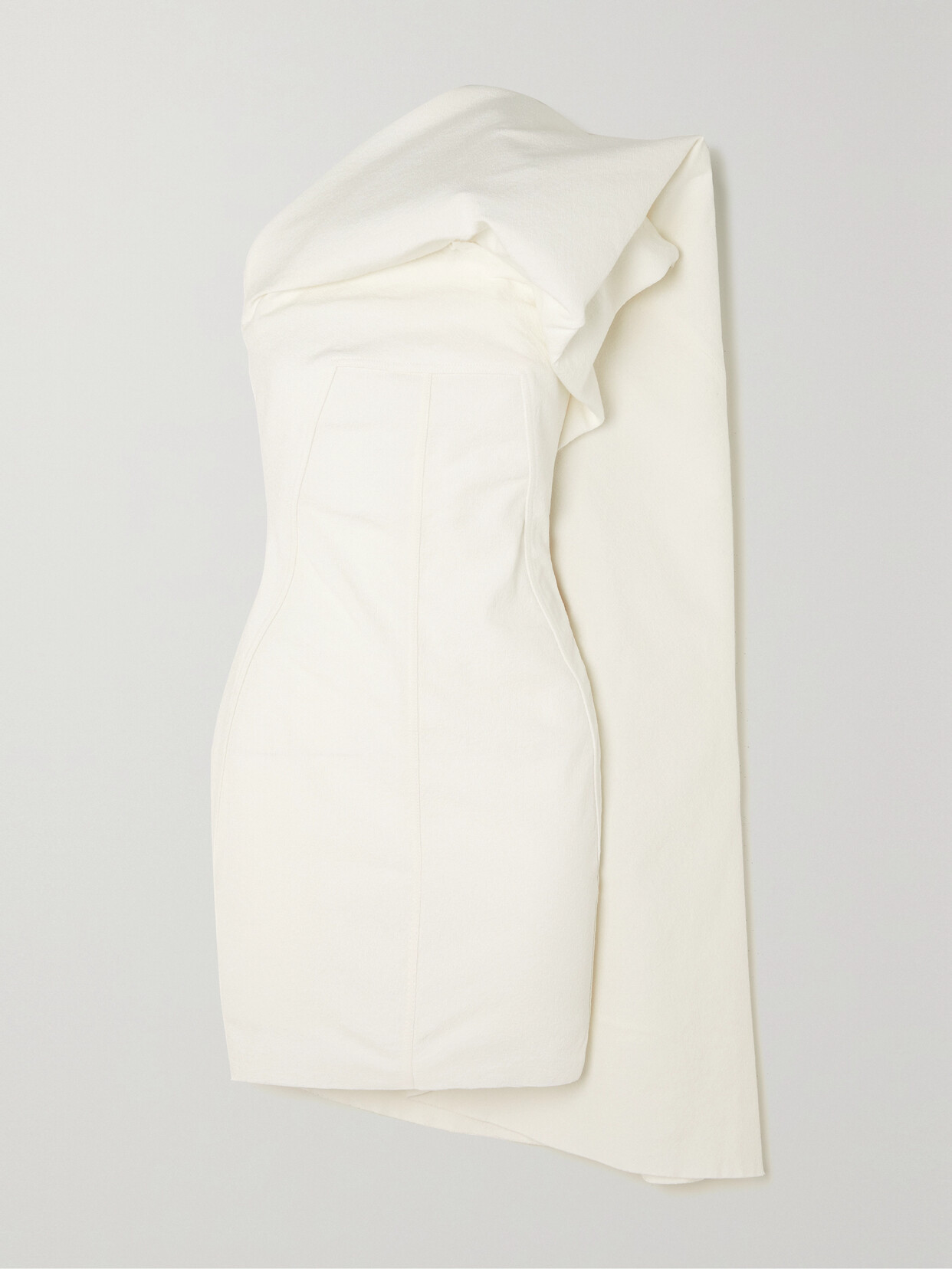 Rick Owens Aphrodite One-shoulder Cape-effect Cloqué Mini Dress - White