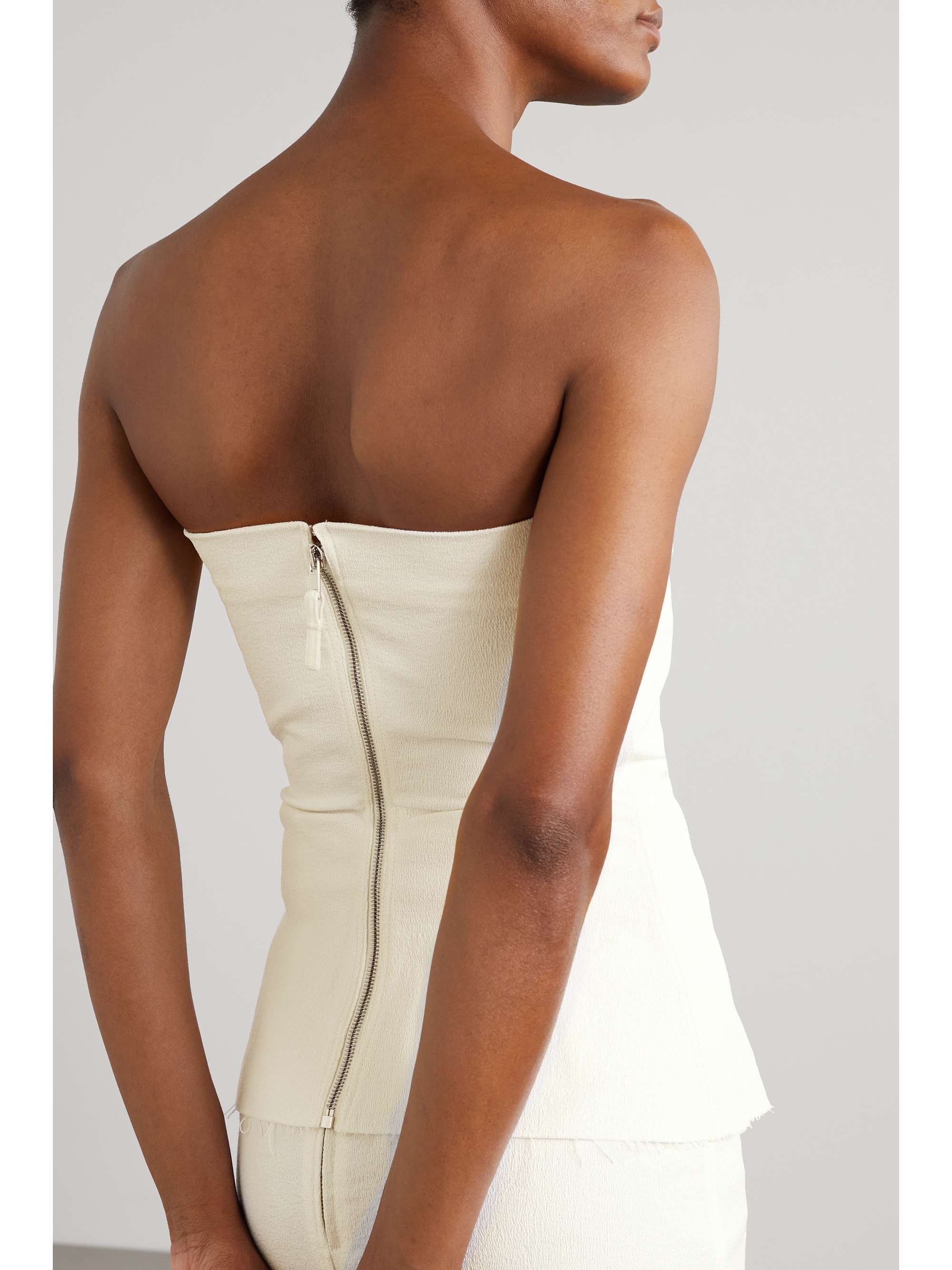 RICK OWENS Strapless sequined denim bustier top