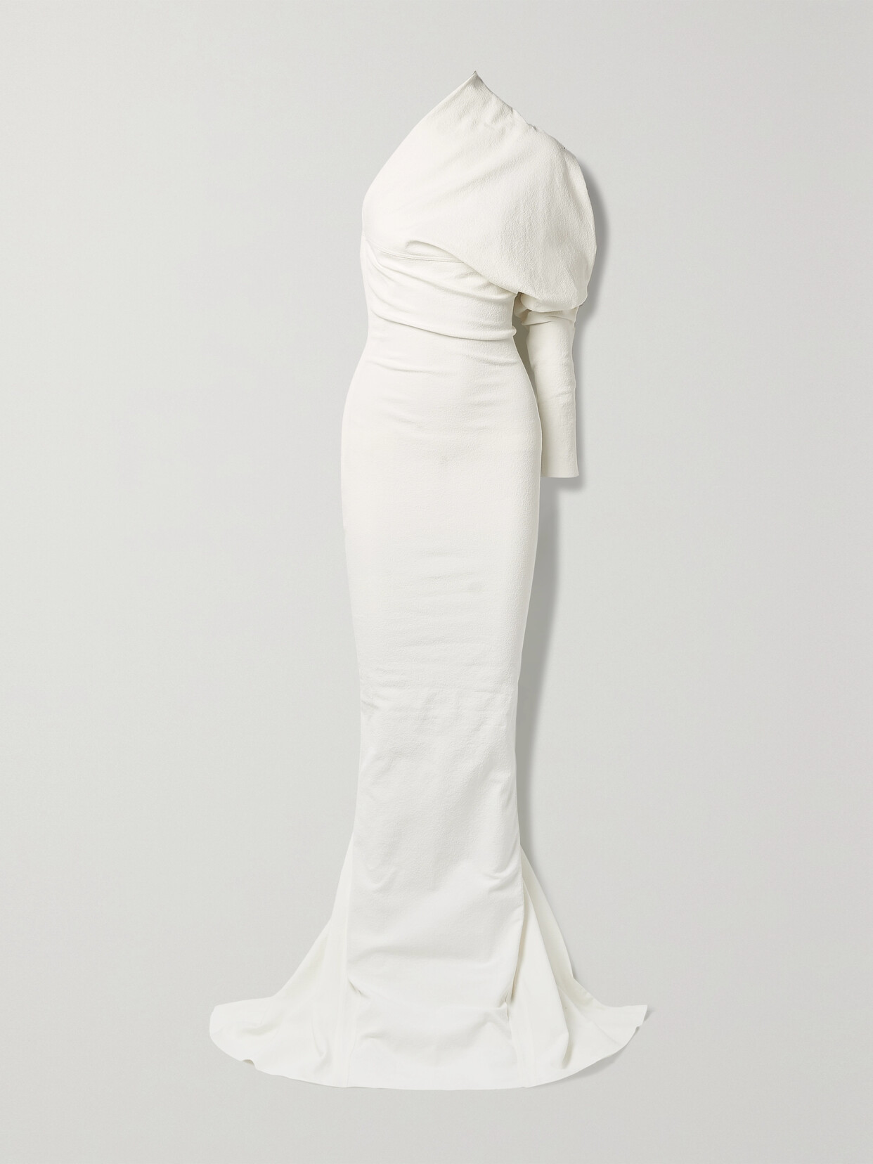 Rick Owens Diana One-sleeve Textured Cotton-blend Gown In Cream