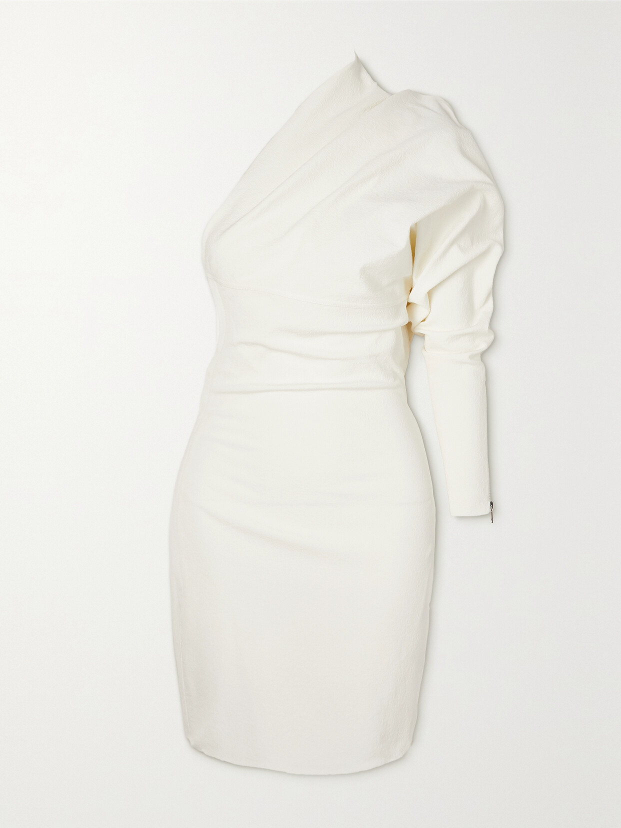 Rick Owens Diana One-sleeve Draped Crepe Mini Dress - White