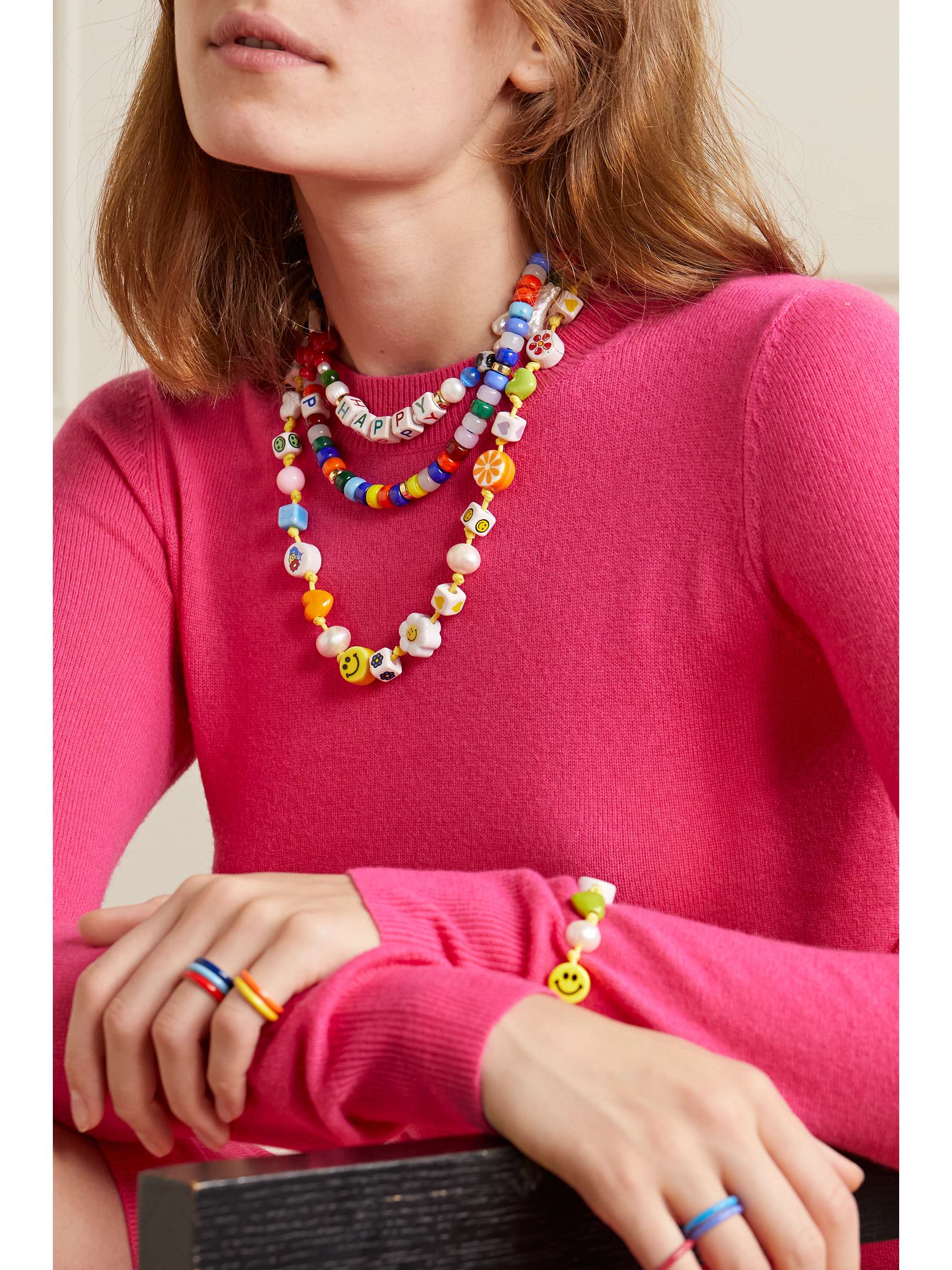ÉLIOU Vix gold-tone, bead, pearl and jasper choker