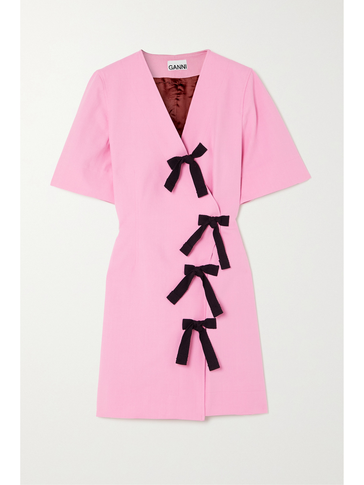 Bow-detailed Organic Cotton Mini Dress