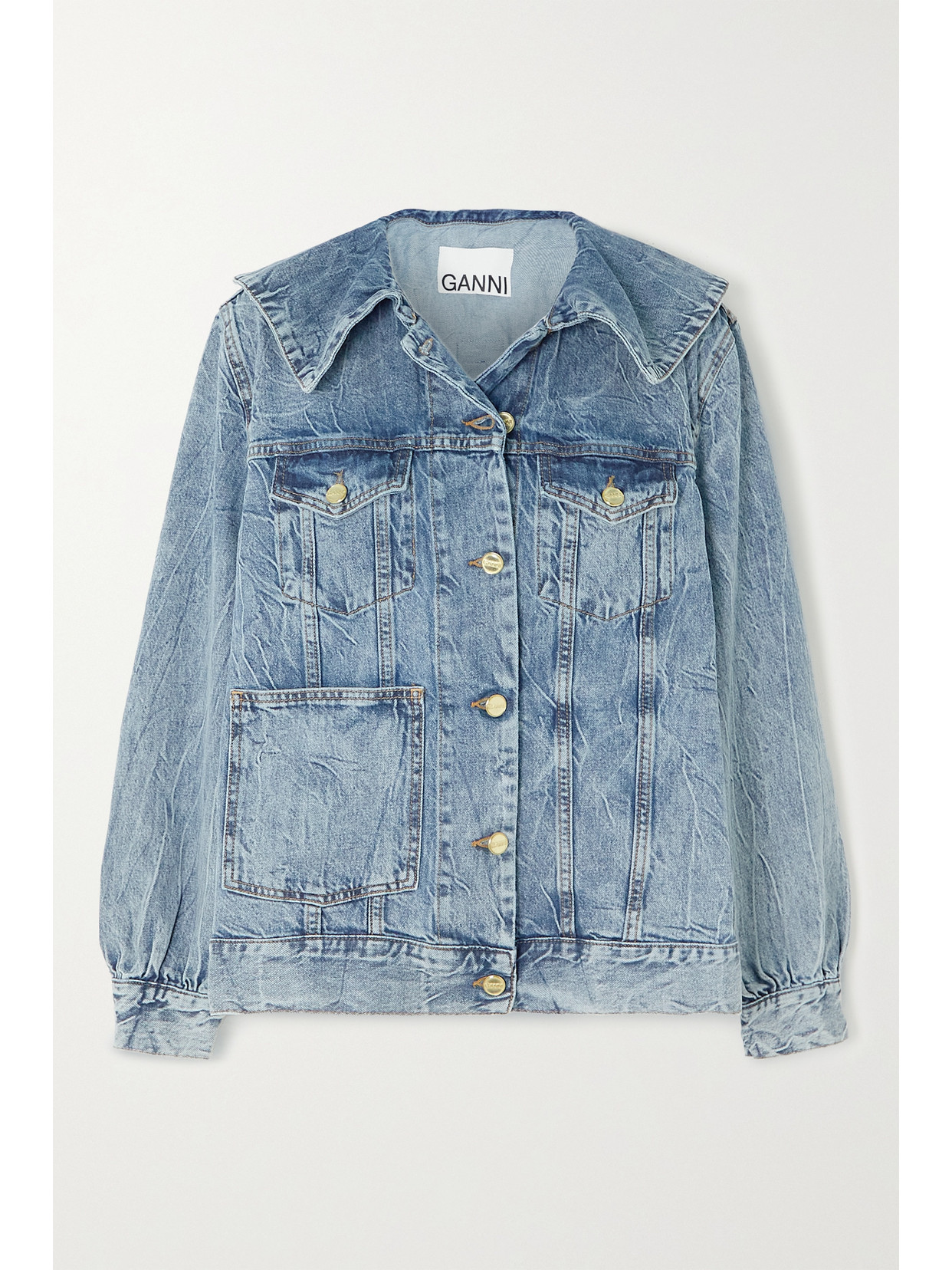 GANNI CRINKLED-DENIM JACKET