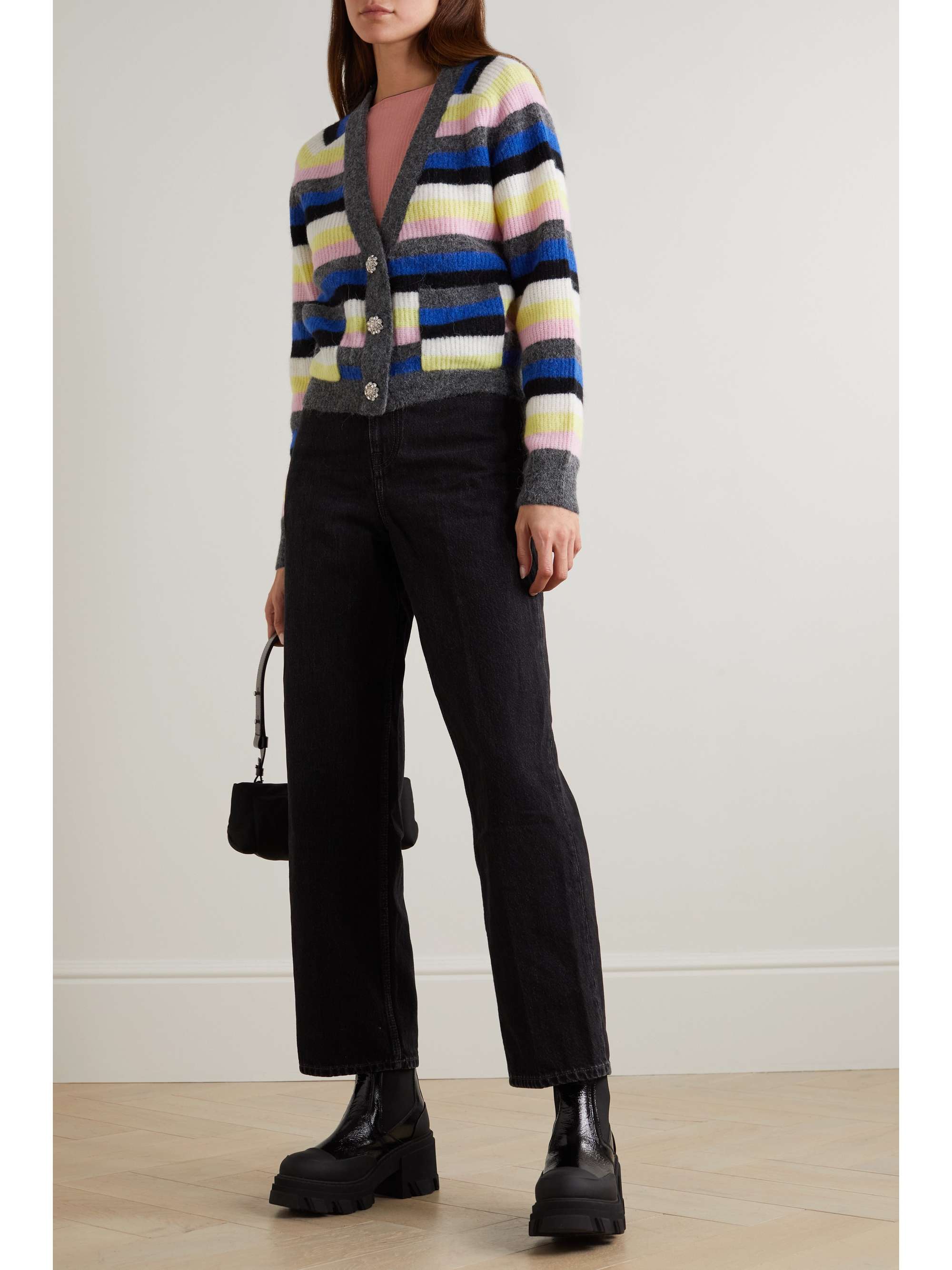 Striped knit cardigan