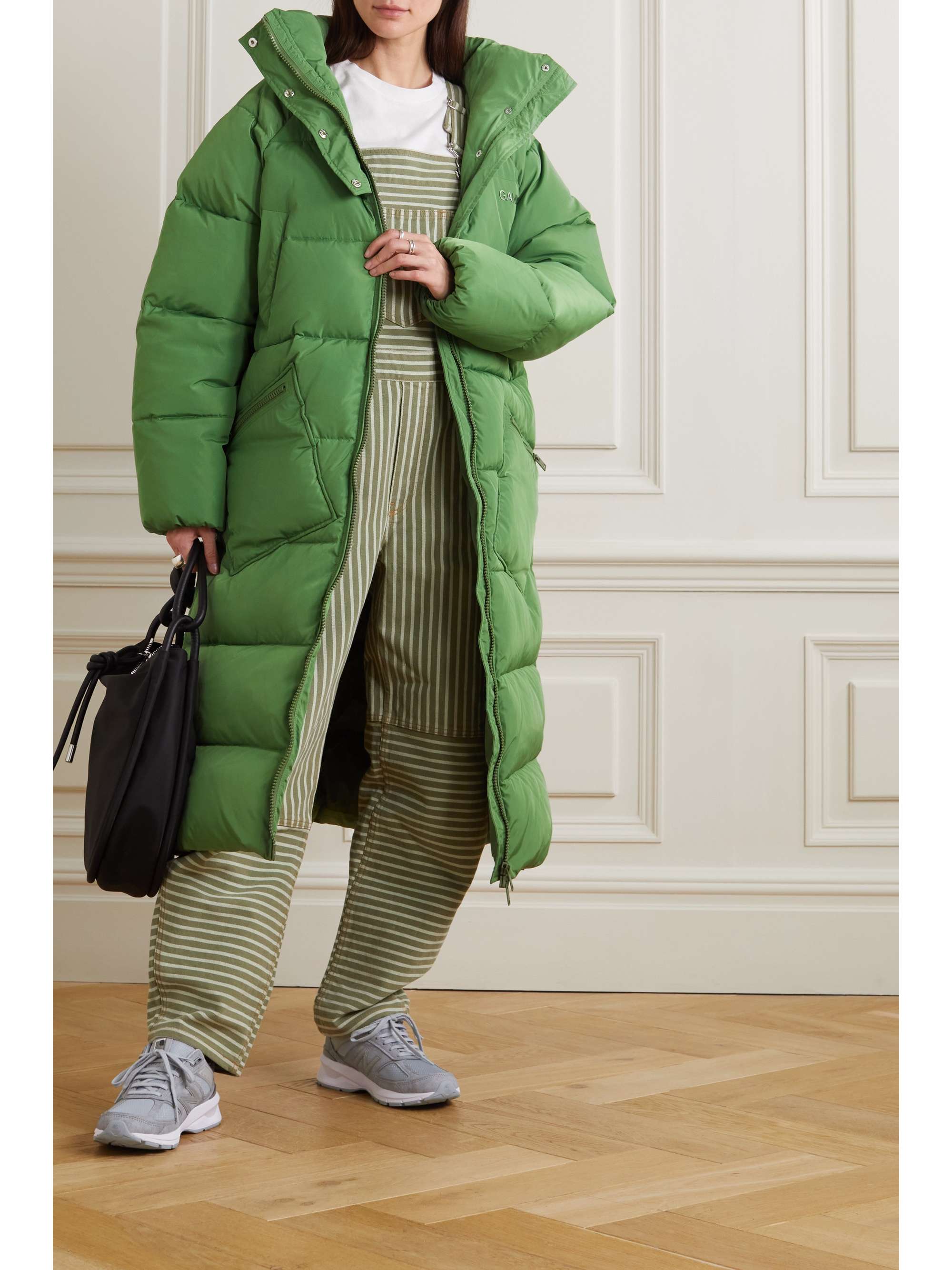 GANNI Oversized hooded quilted padded recycled shell coat | NET-A-PORTER