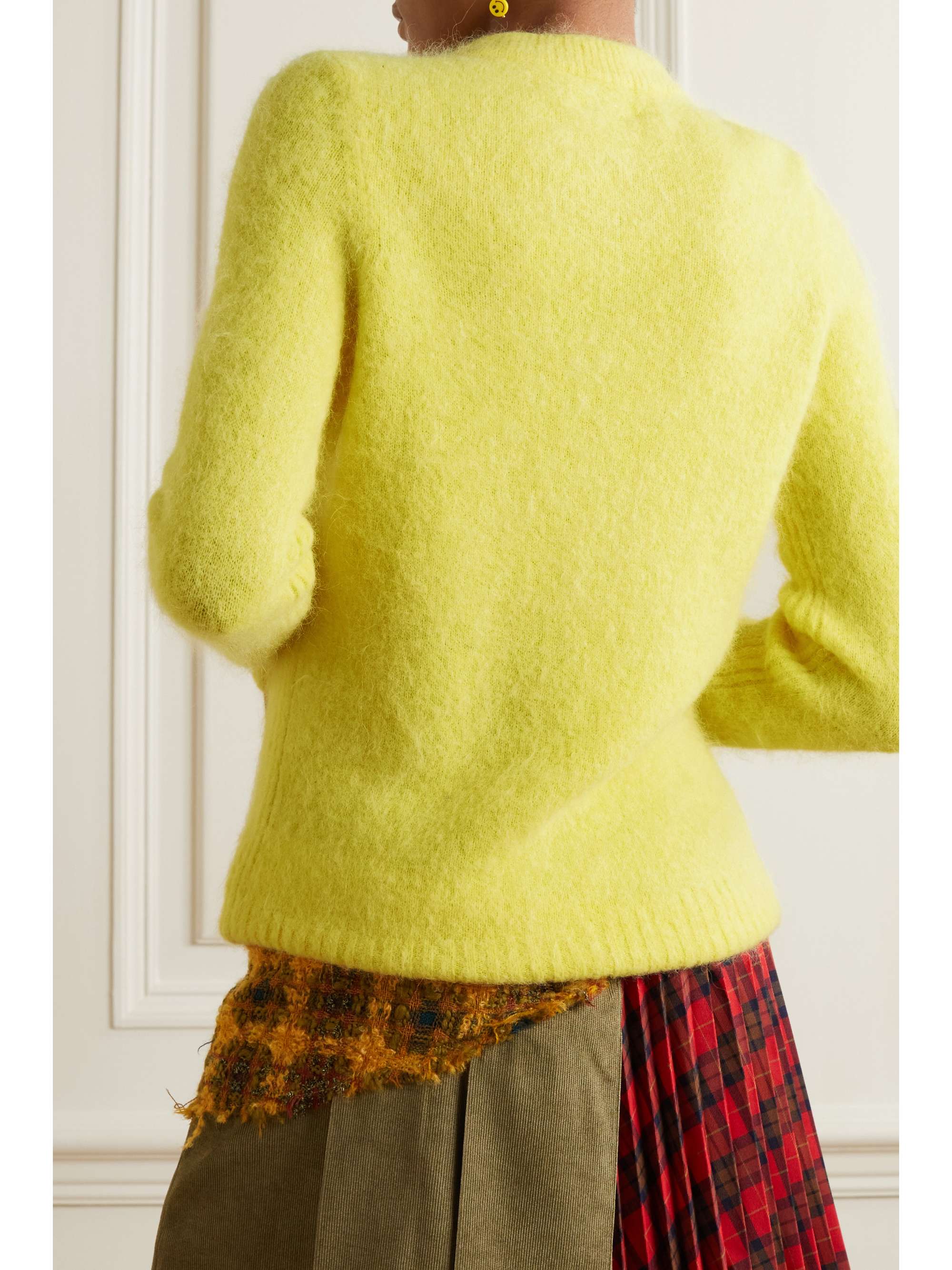 Yellow Embroidered brushed alpaca-blend 