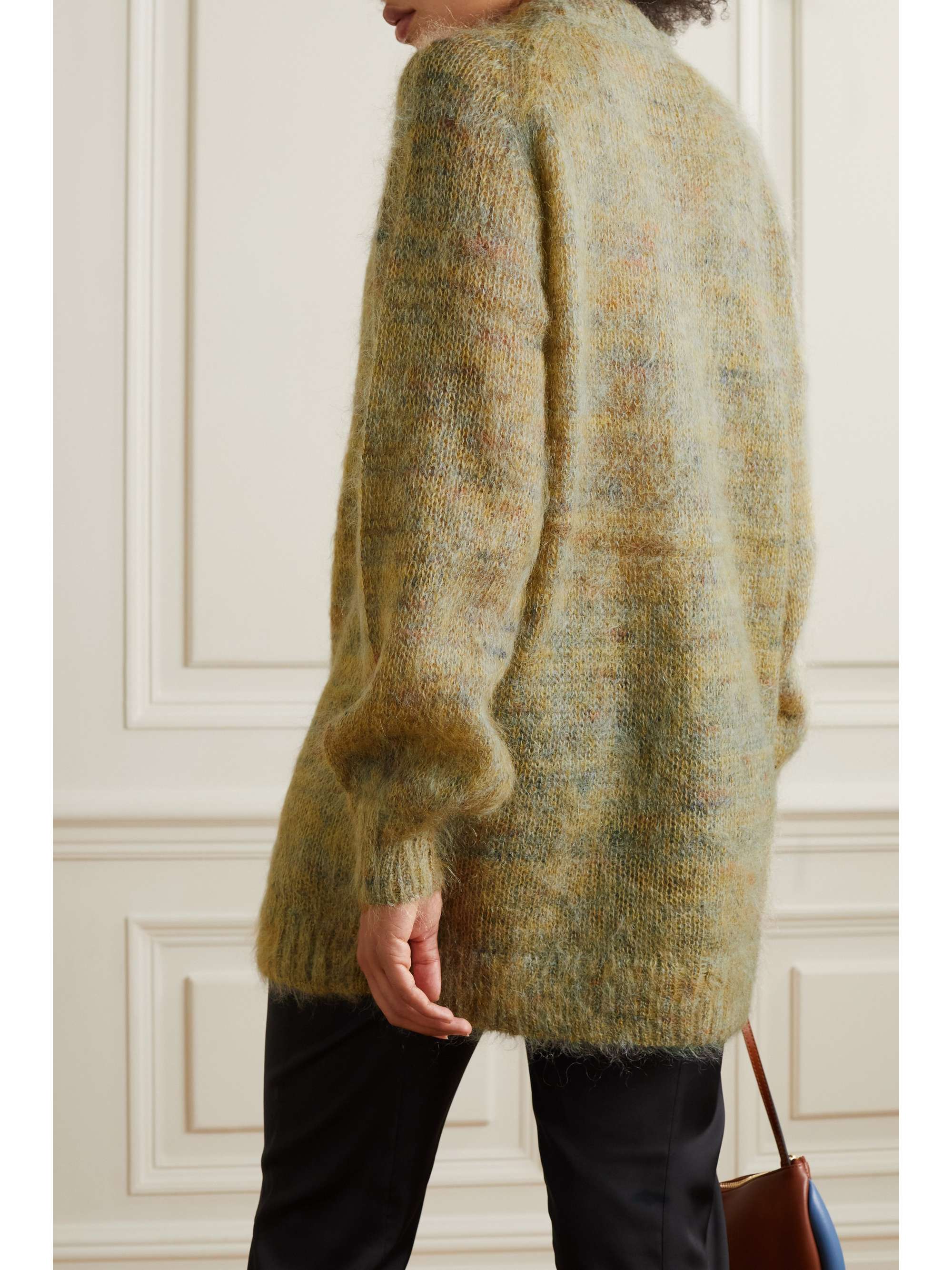 GANNI Brushed mohair-blend cardigan