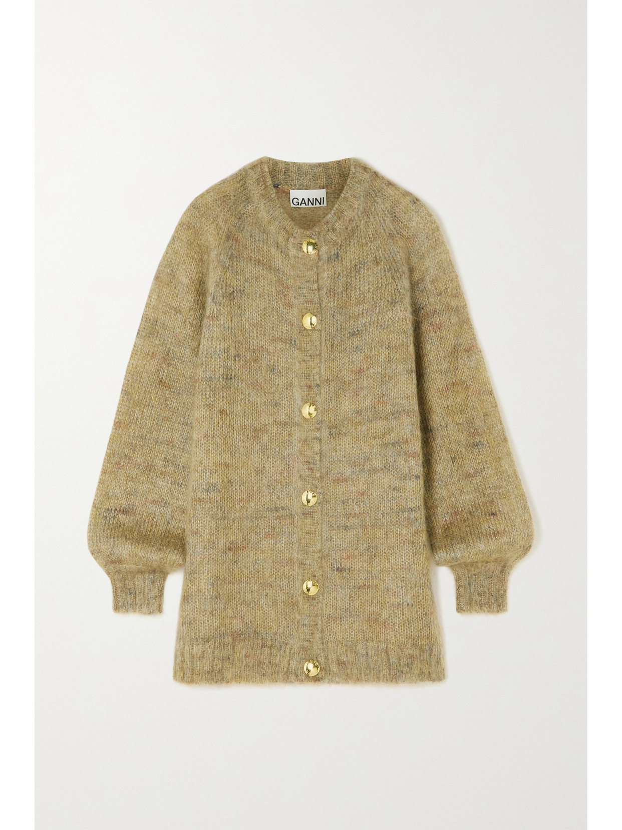 Ganni Brushed Mohair-blend Cardigan In Neutrals