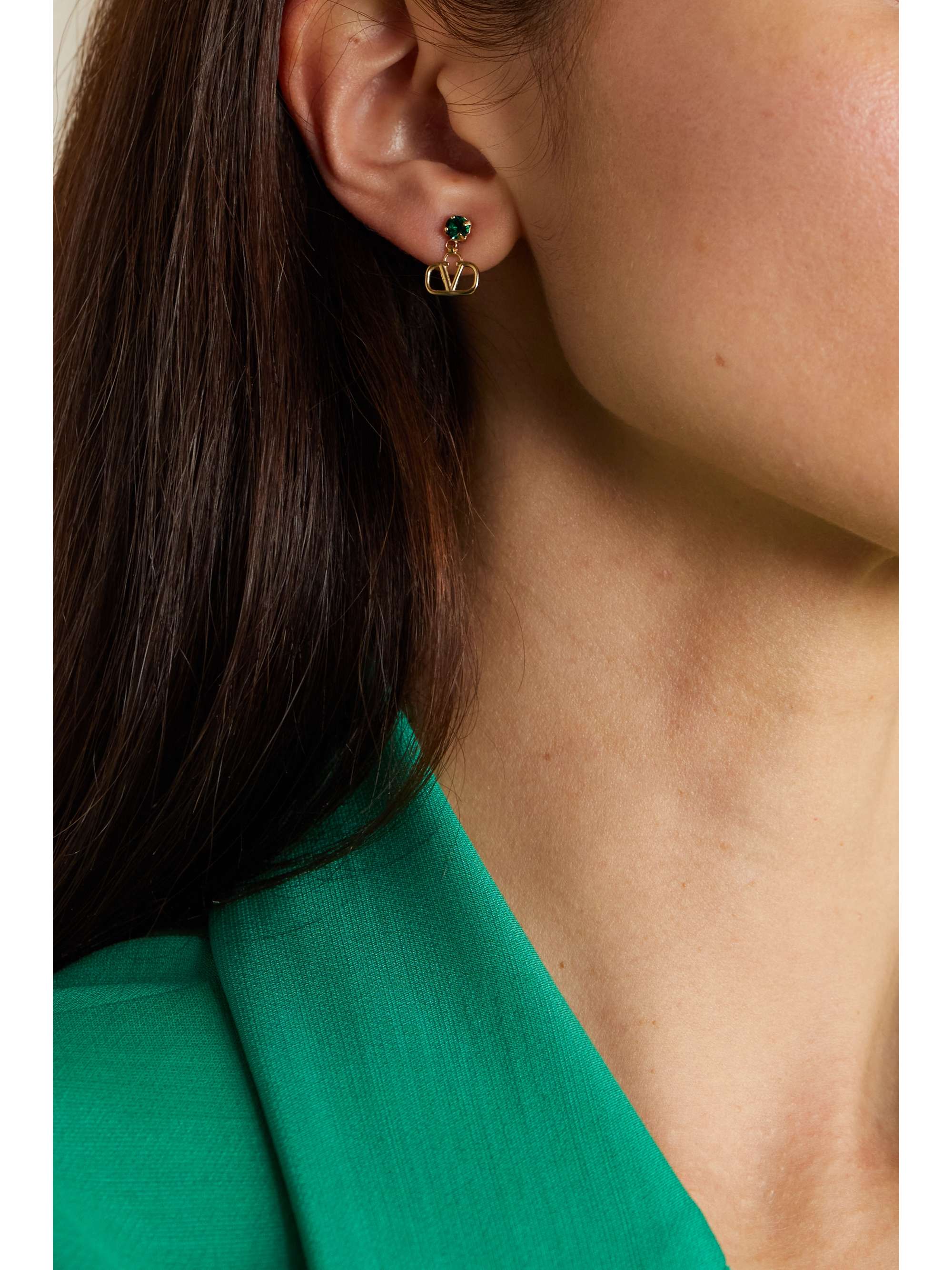 VALENTINO GARAVANI Valentino Garavani VLOGO gold-tone crystal earrings