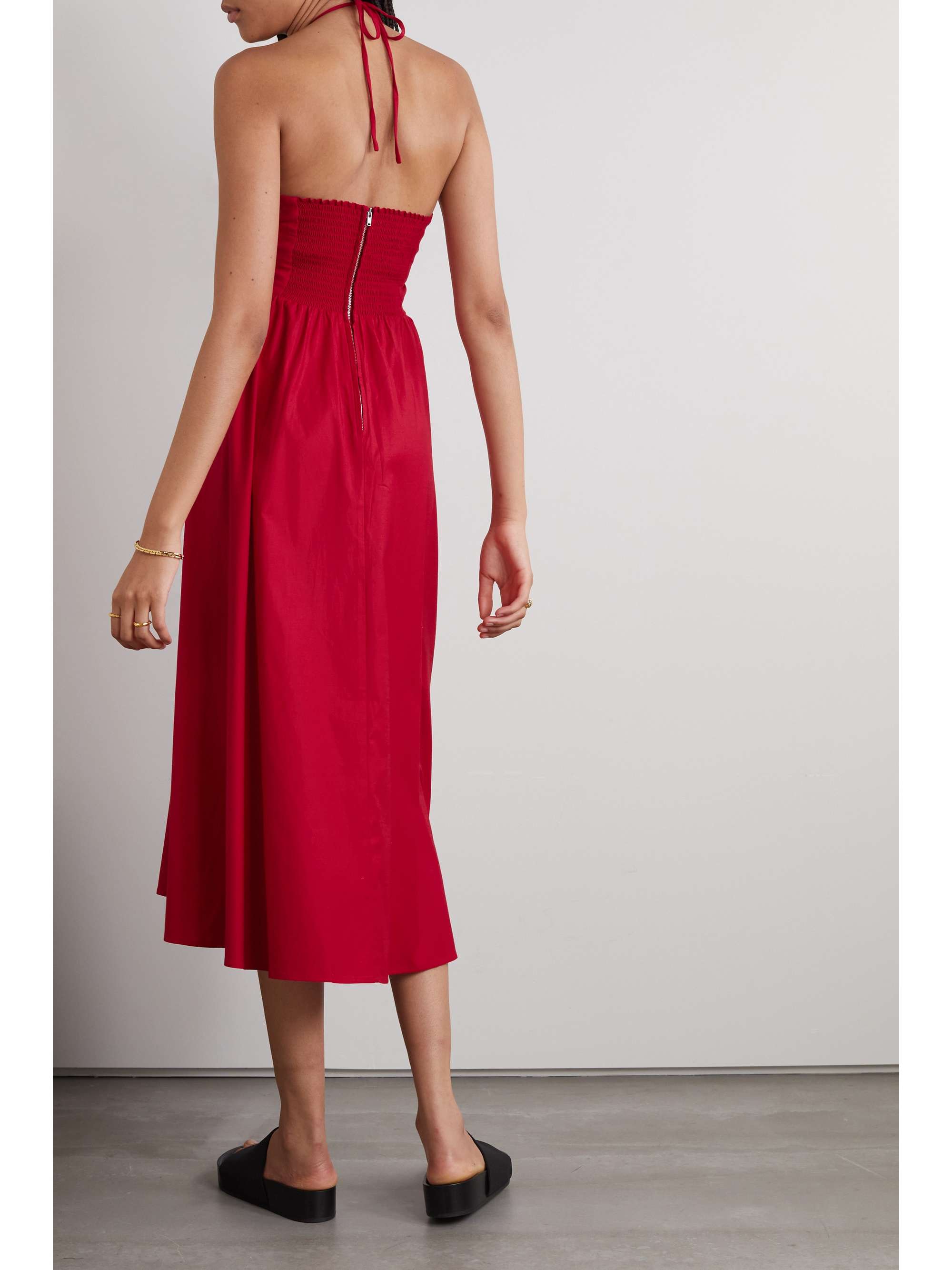 REFORMATION Stassie stretch organic cotton-poplin halterneck midi dress