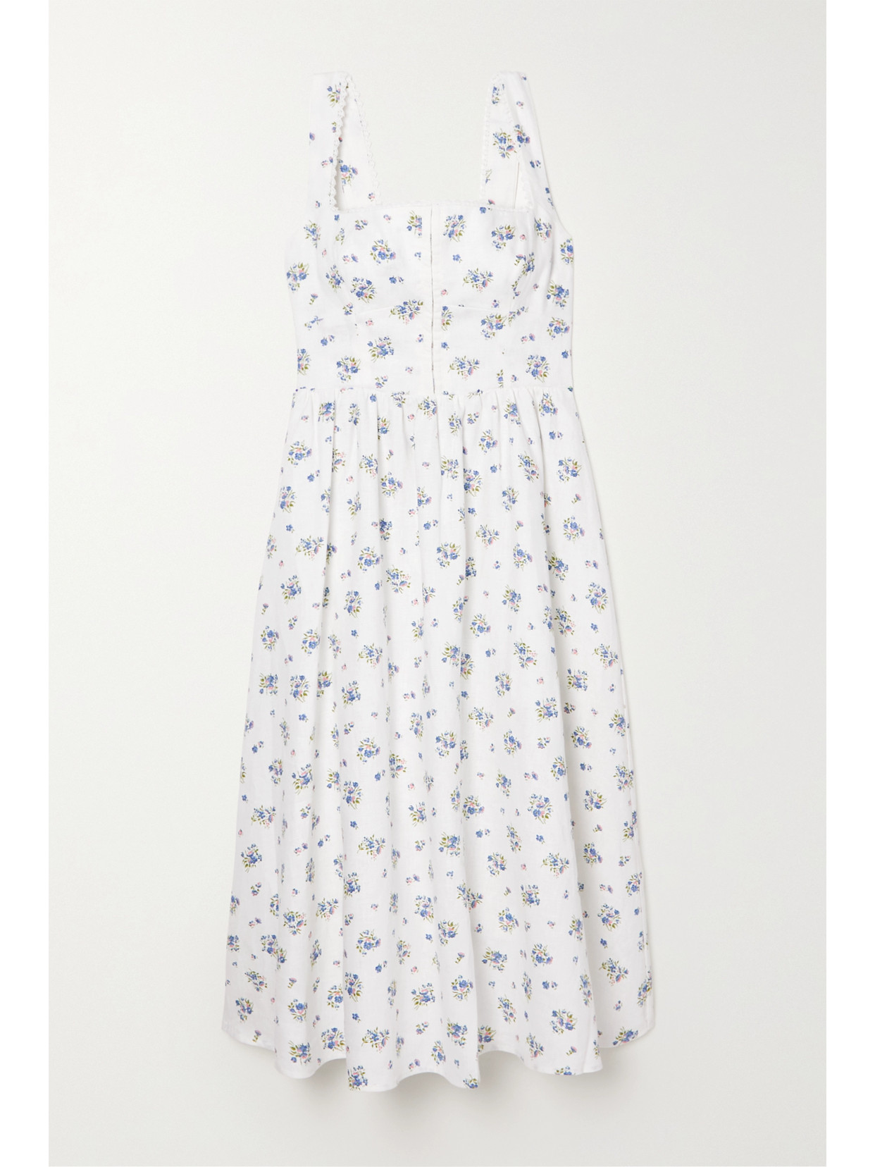 Reformation - Tagliatelle Floral-print Linen Midi Dress - White