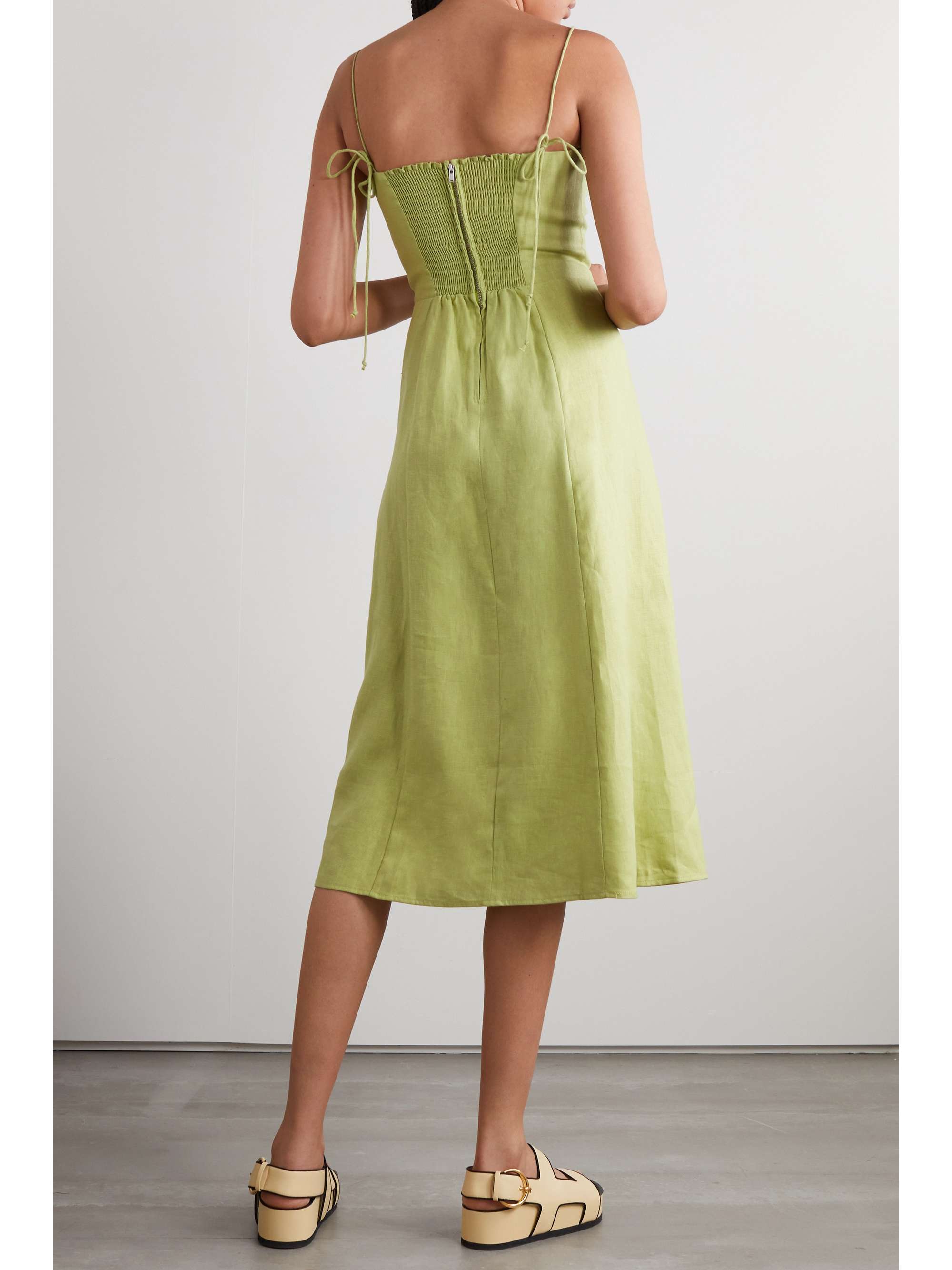 REFORMATION Christen linen midi dress | NET-A-PORTER