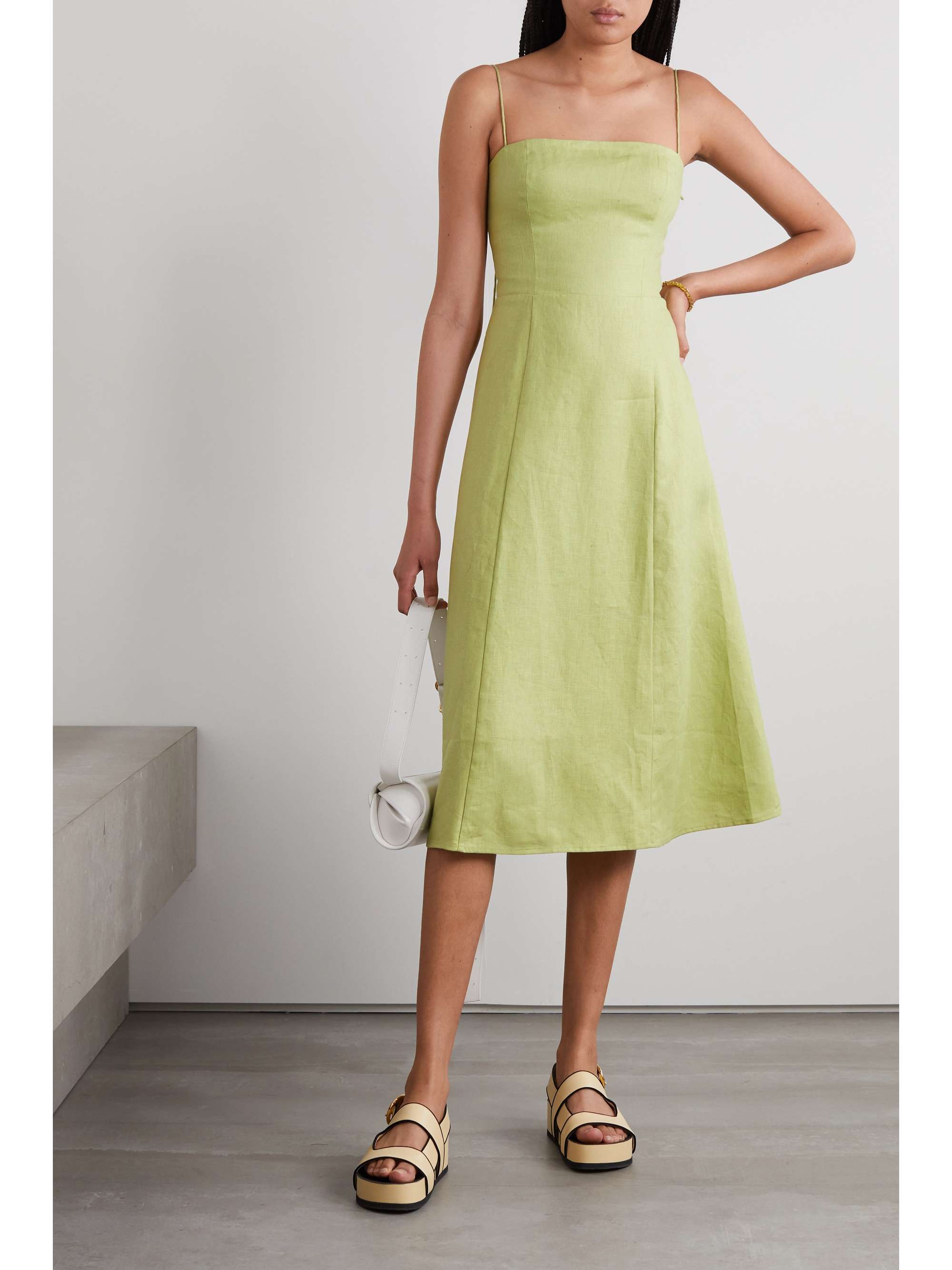 REFORMATION Christen linen midi dress | NET-A-PORTER