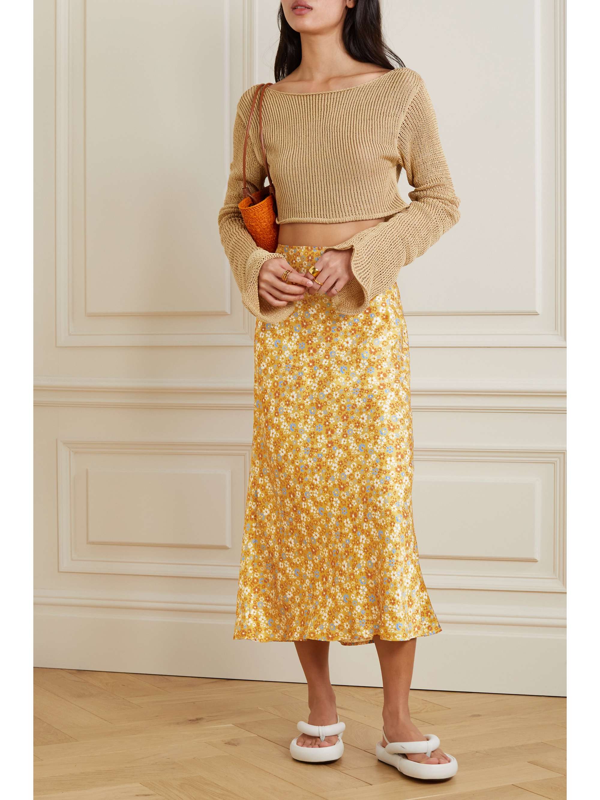 reformation silk skirt