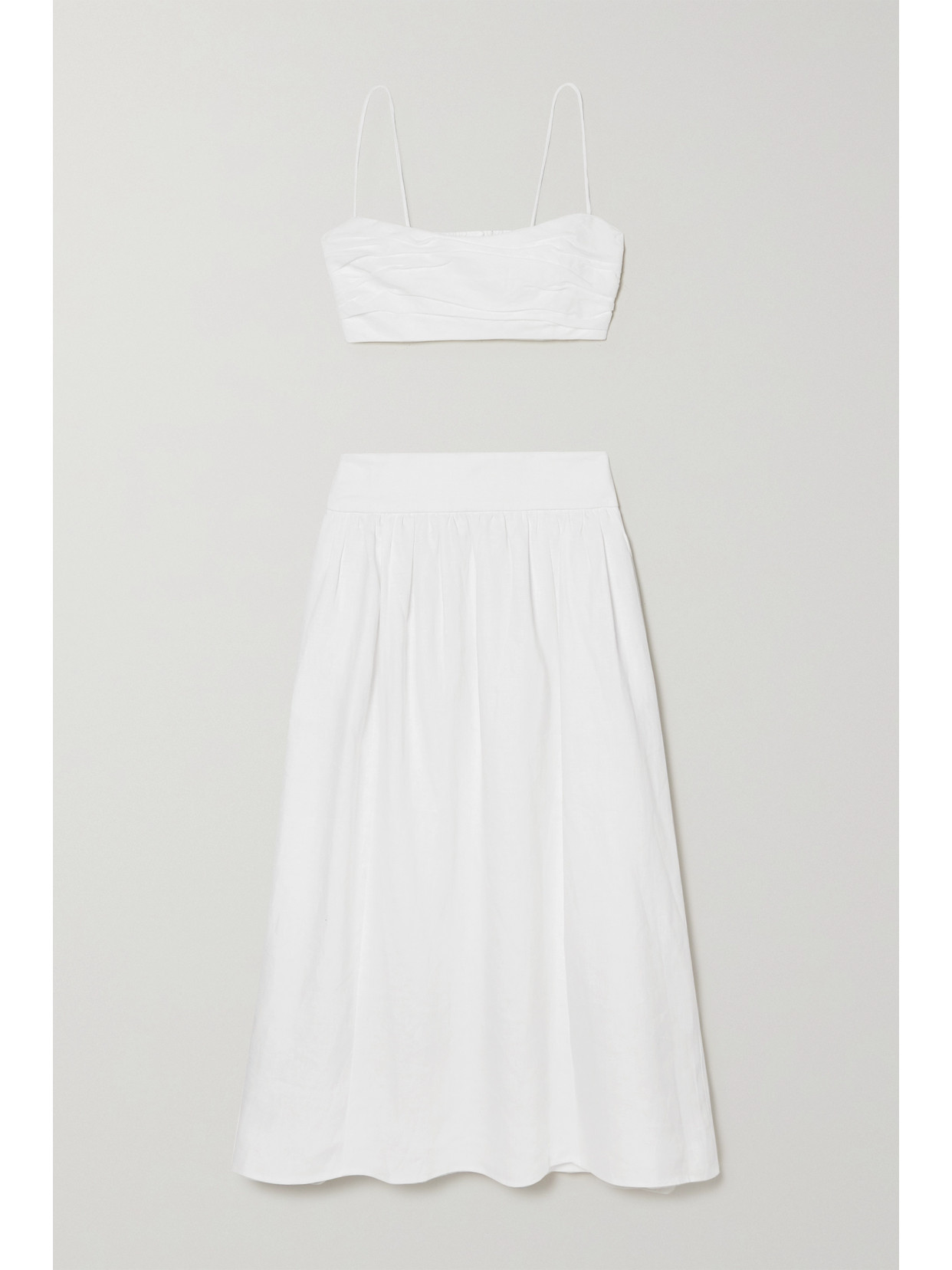 Reformation - Louise Linen Top And Midi Skirt Set - White