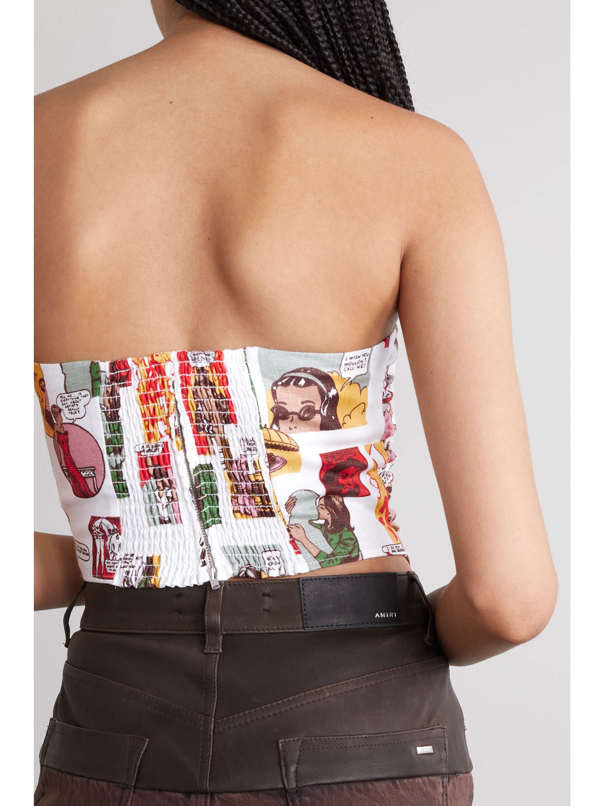 White Dillon strapless cropped printed 