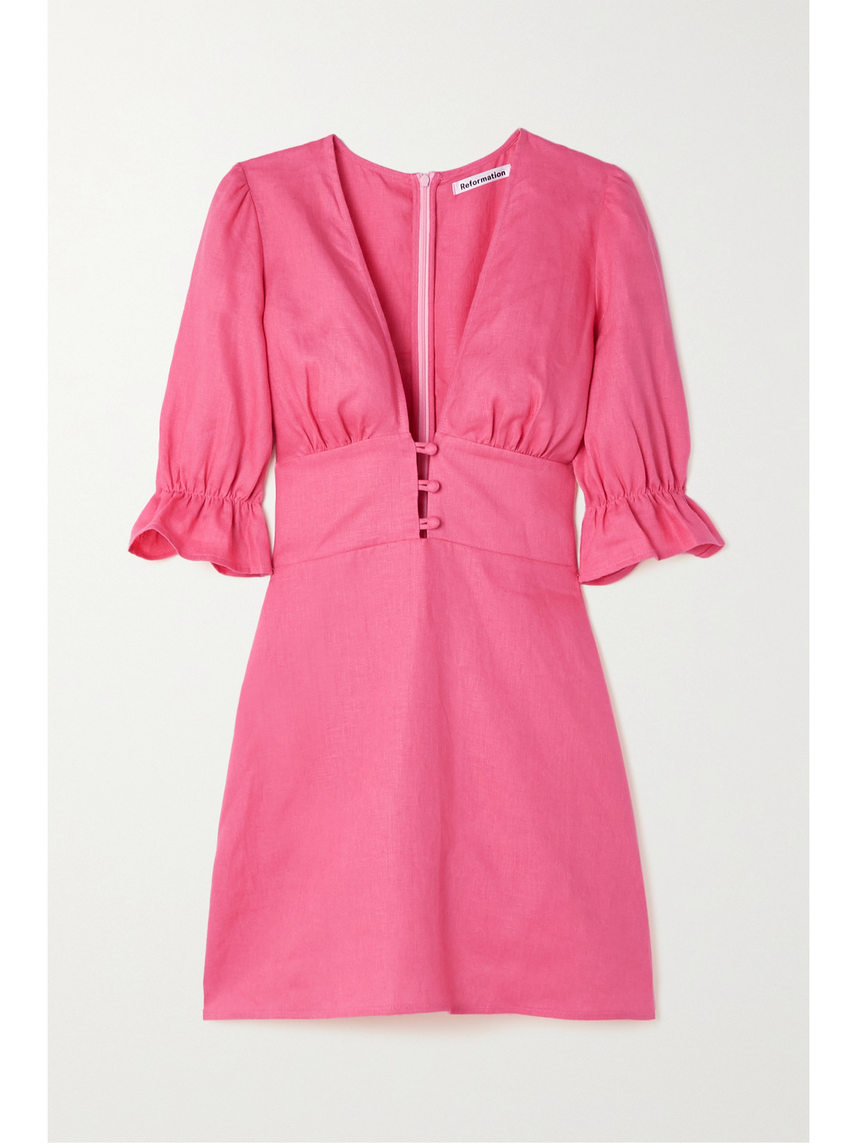 Reformation Simi Linen Mini Dress In Pink | ModeSens