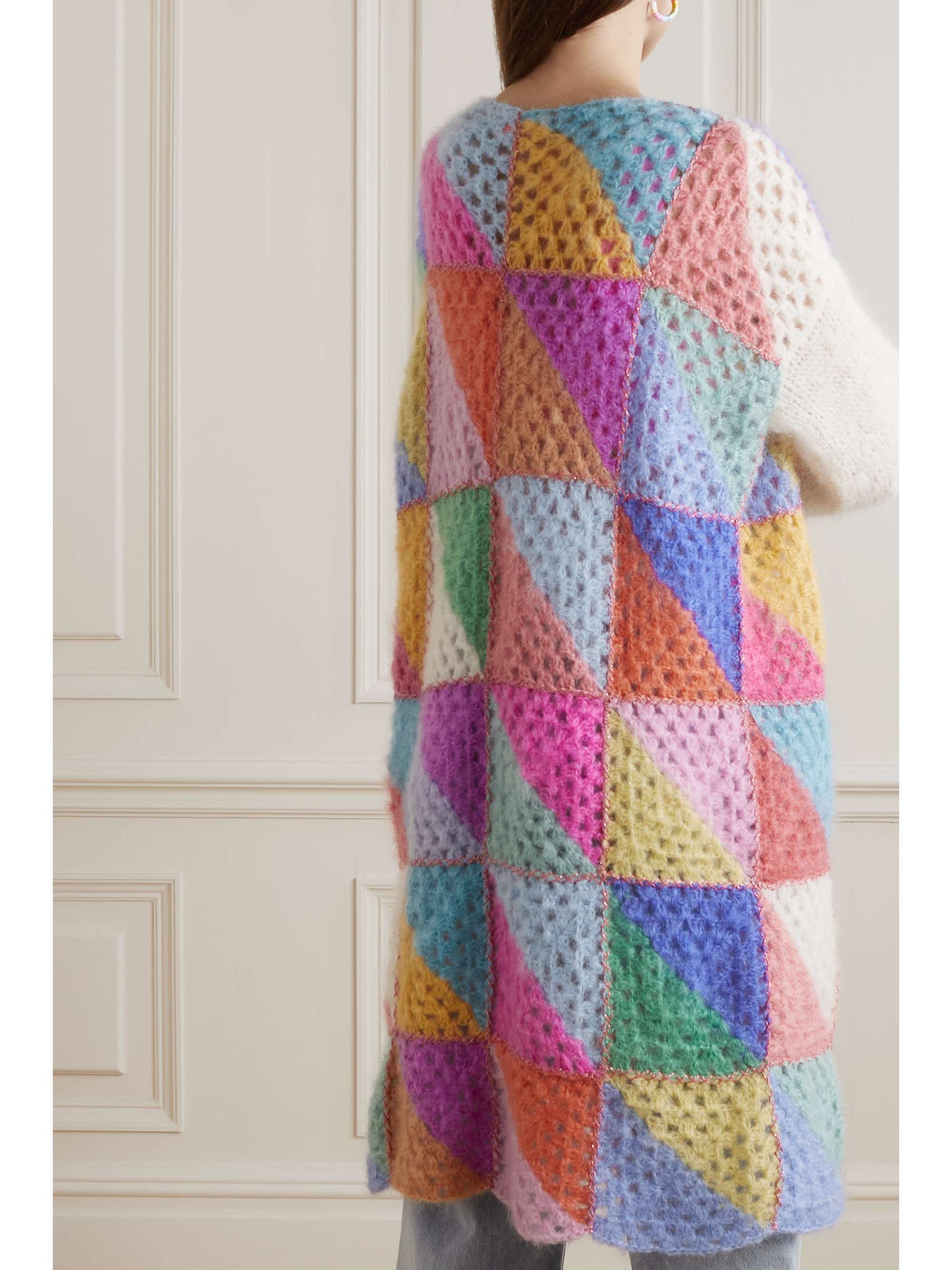 Pink Diagonales patchwork mohair-blend 