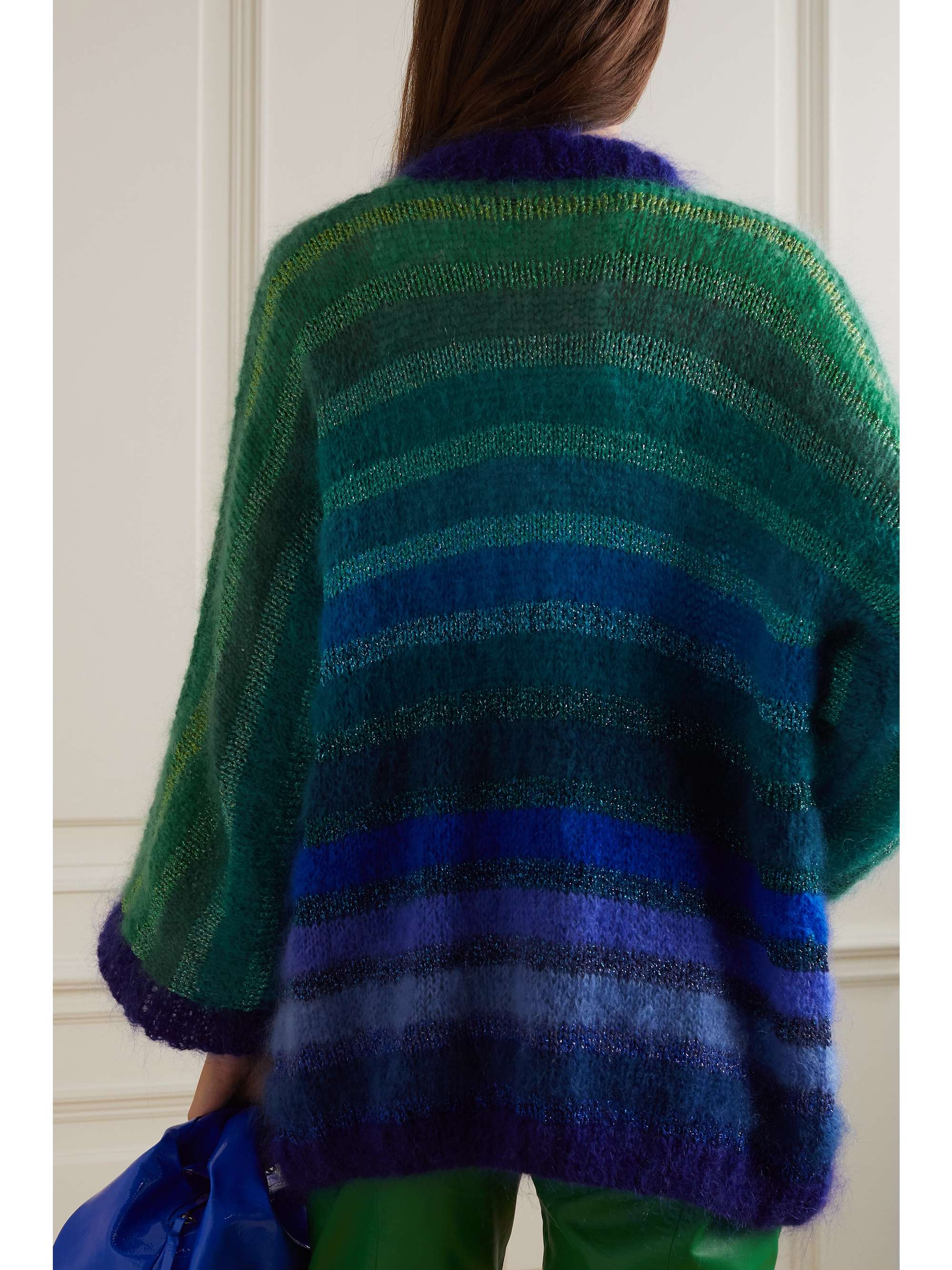 ROSE CARMINE Striped metallic mohairblend cardigan NETAPORTER