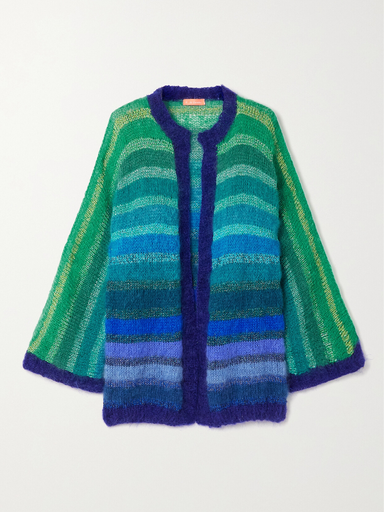 Rose Carmine Striped Metallic Mohairblend Cardigan In Stripes 12 Colors ModeSens