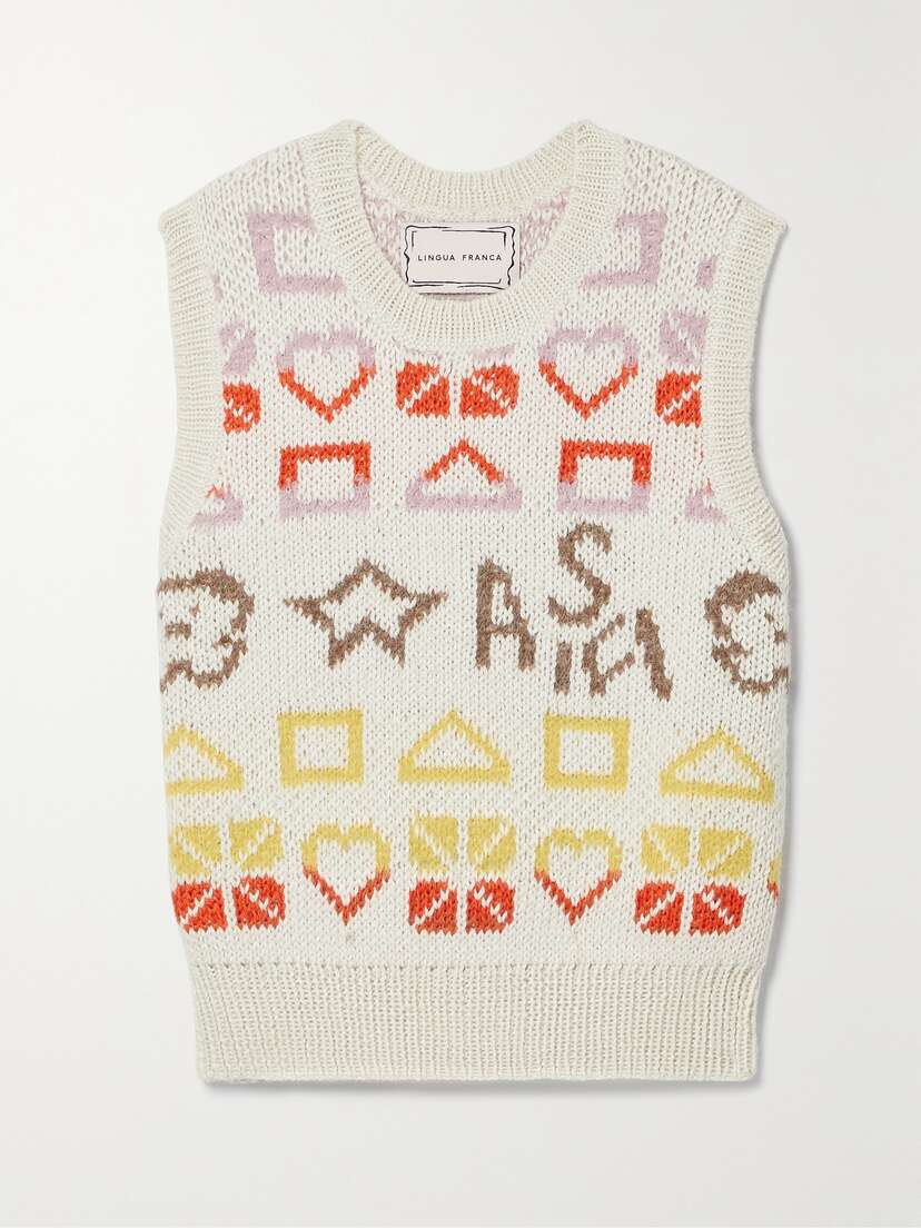 LINGUA FRANCA As If Alpaca-blend Jacquard Vest - x large