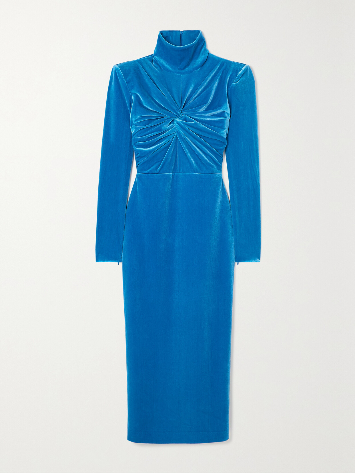 Alex Perry Preston Twisted Velvet Turtleneck Midi Dress