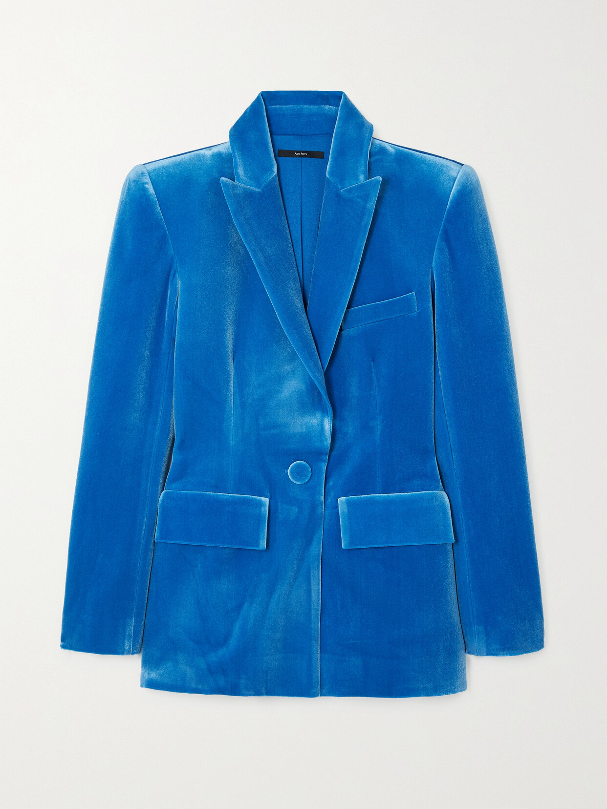 Alex Perry Carington Single-breasted Velvet Blazer In Blue