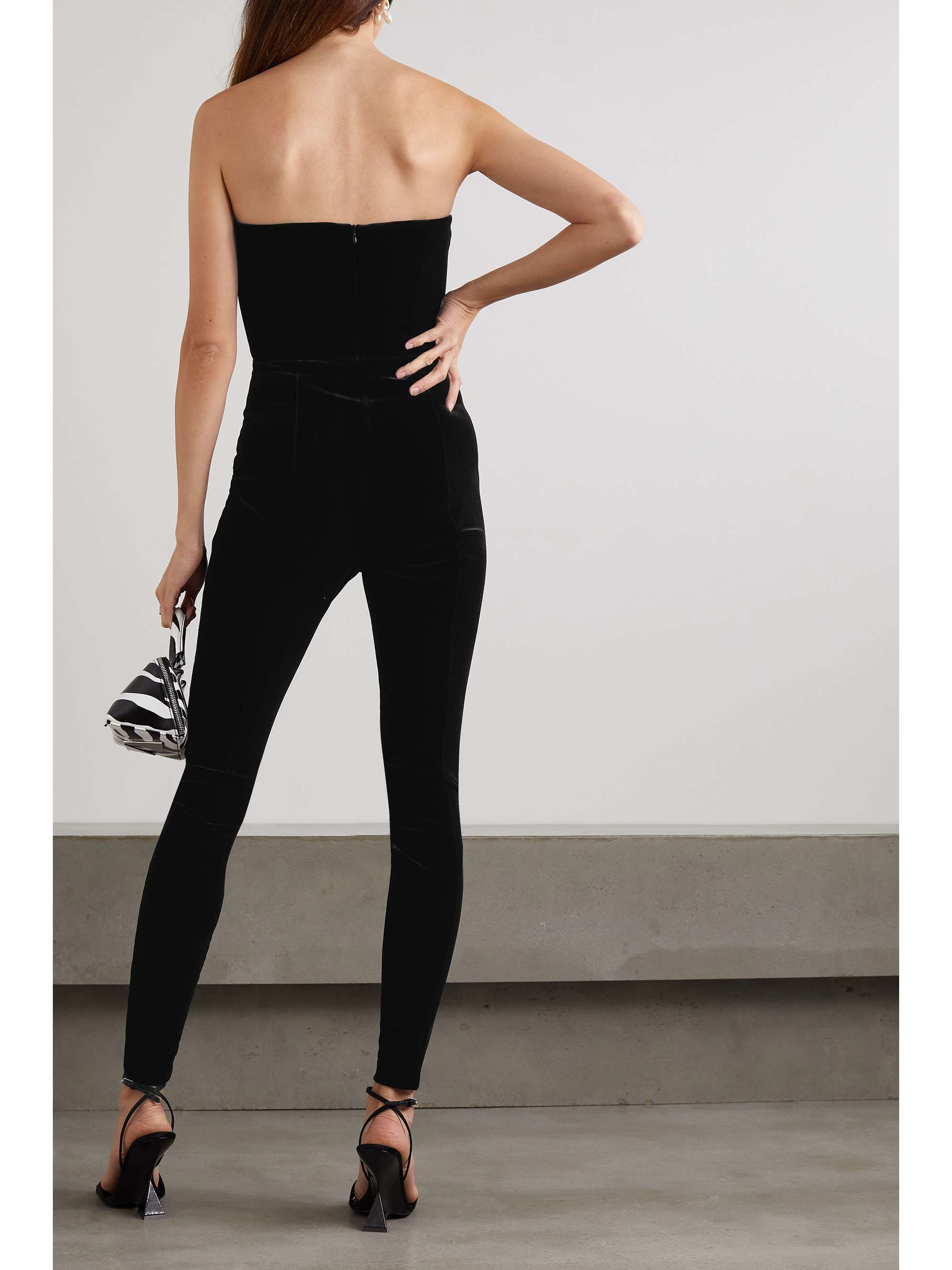 ALEX PERRY Beckham strapless velvet jumpsuit