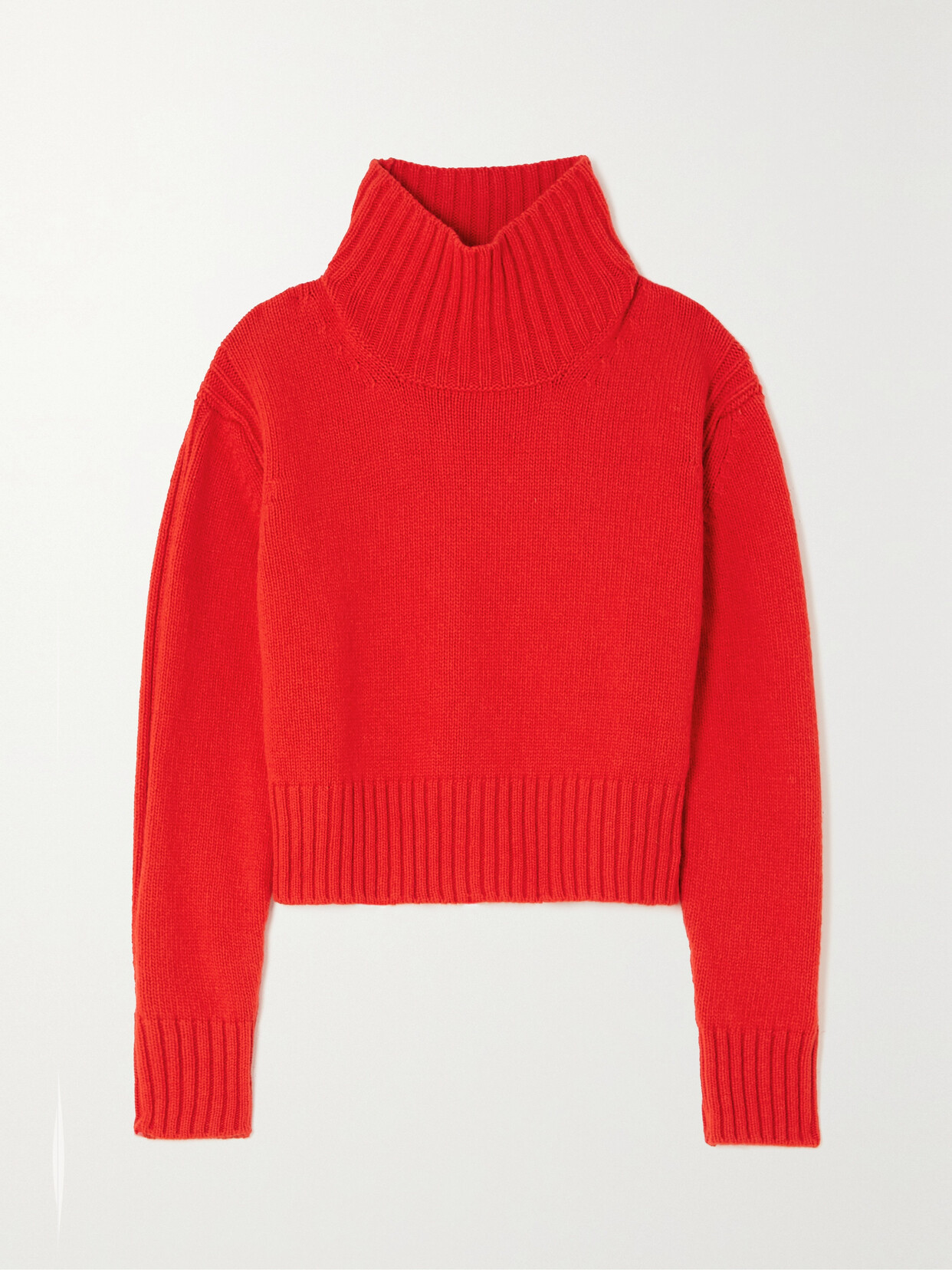 And-daughter + Net Sustain Fintra Cropped Wool Turtleneck Sweater In Red