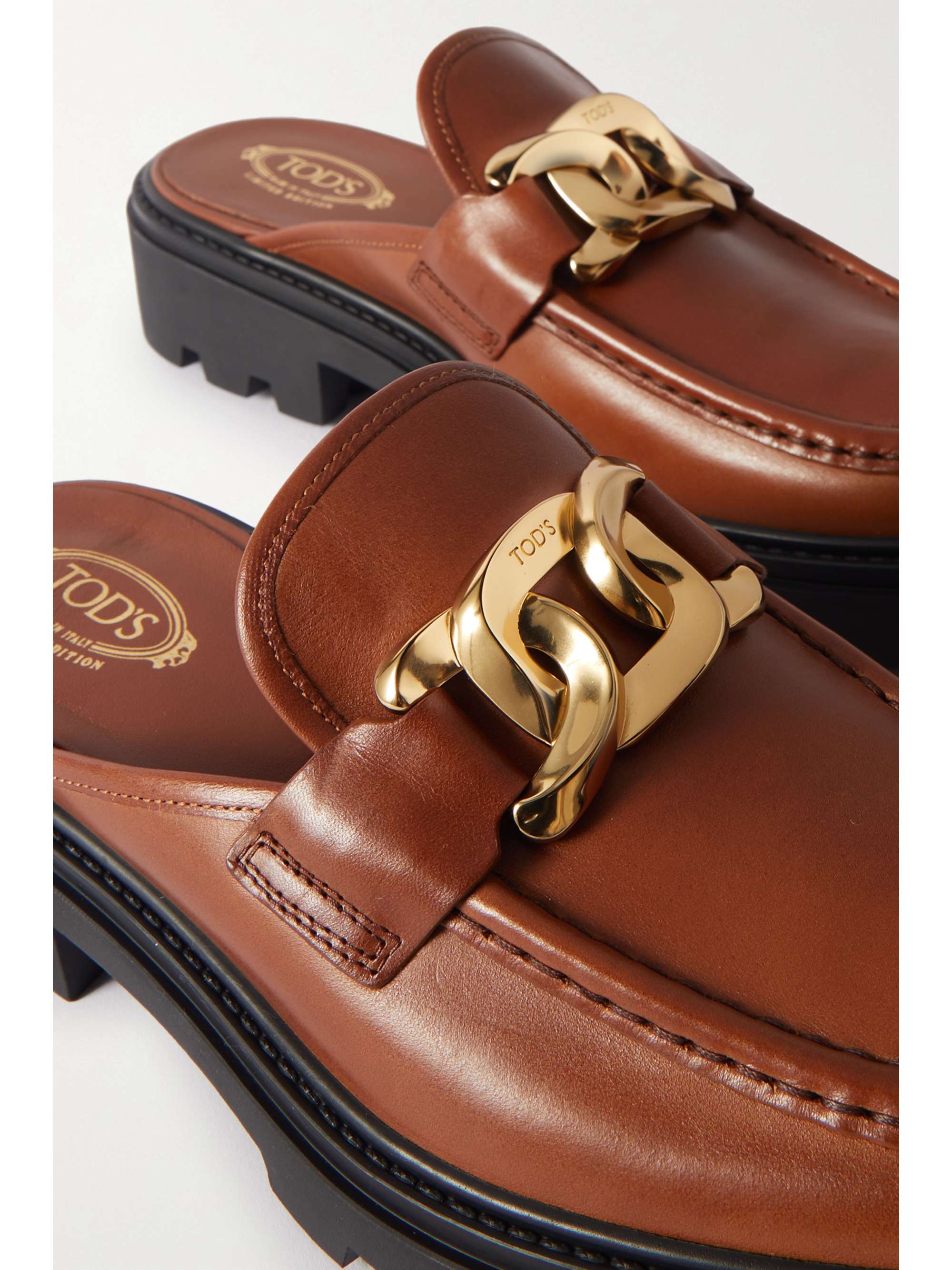 TOD'S Gomma Pesante chain-embellished leather mules