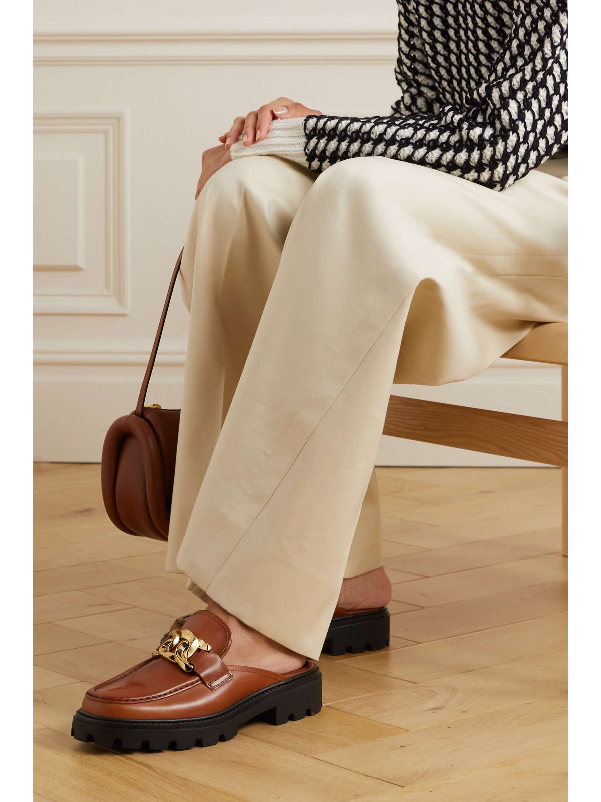 TOD'S Gomma Pesante chain-embellished leather mules
