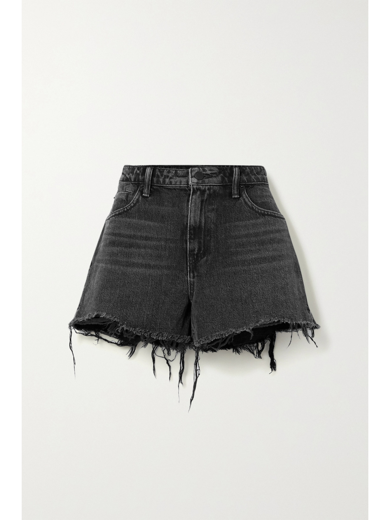 Alexander Wang 'bite' Frayed Cuff Denim Shorts In Gray