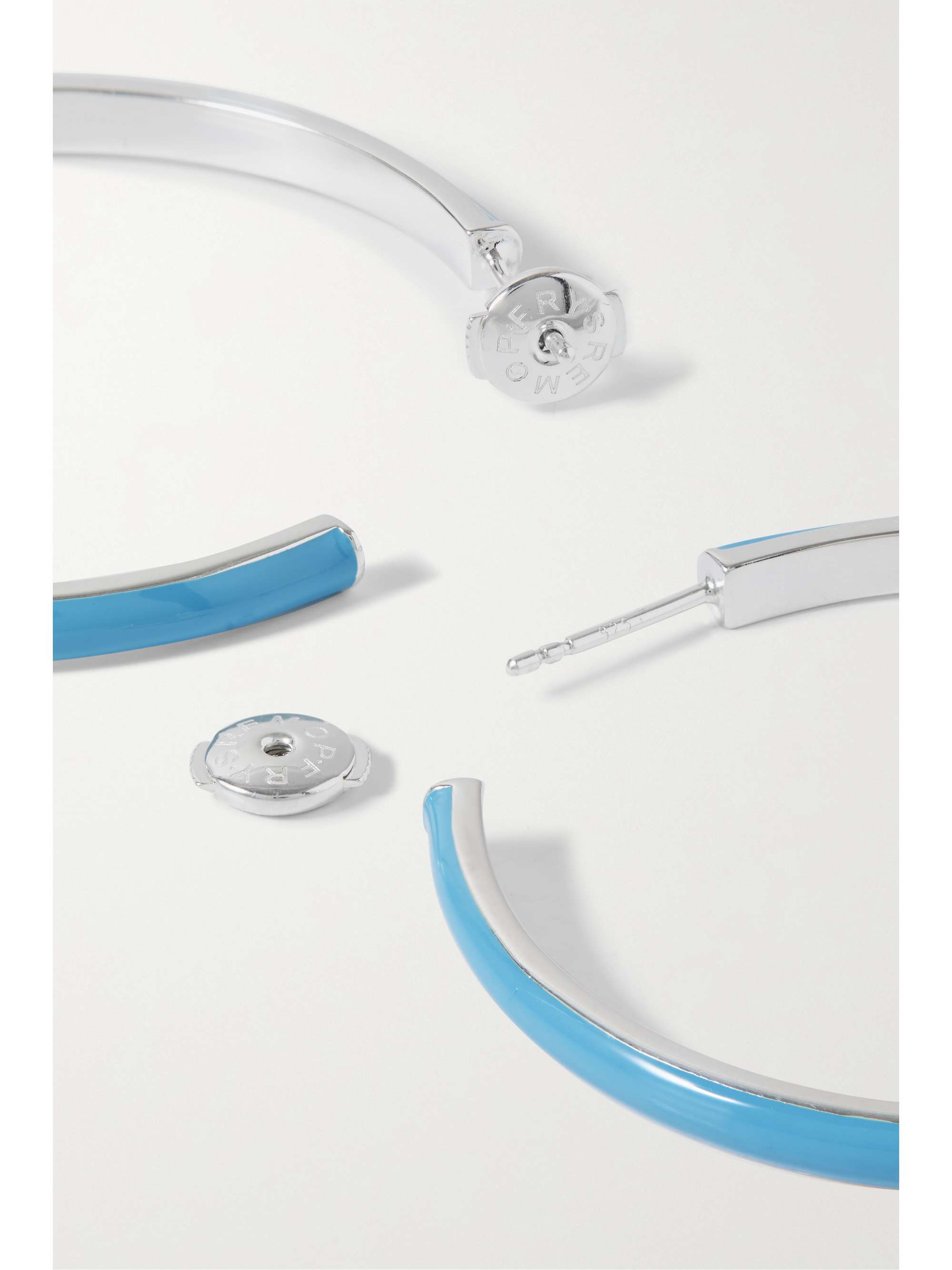 FRY POWERS Large silver and enamel hoop earrings