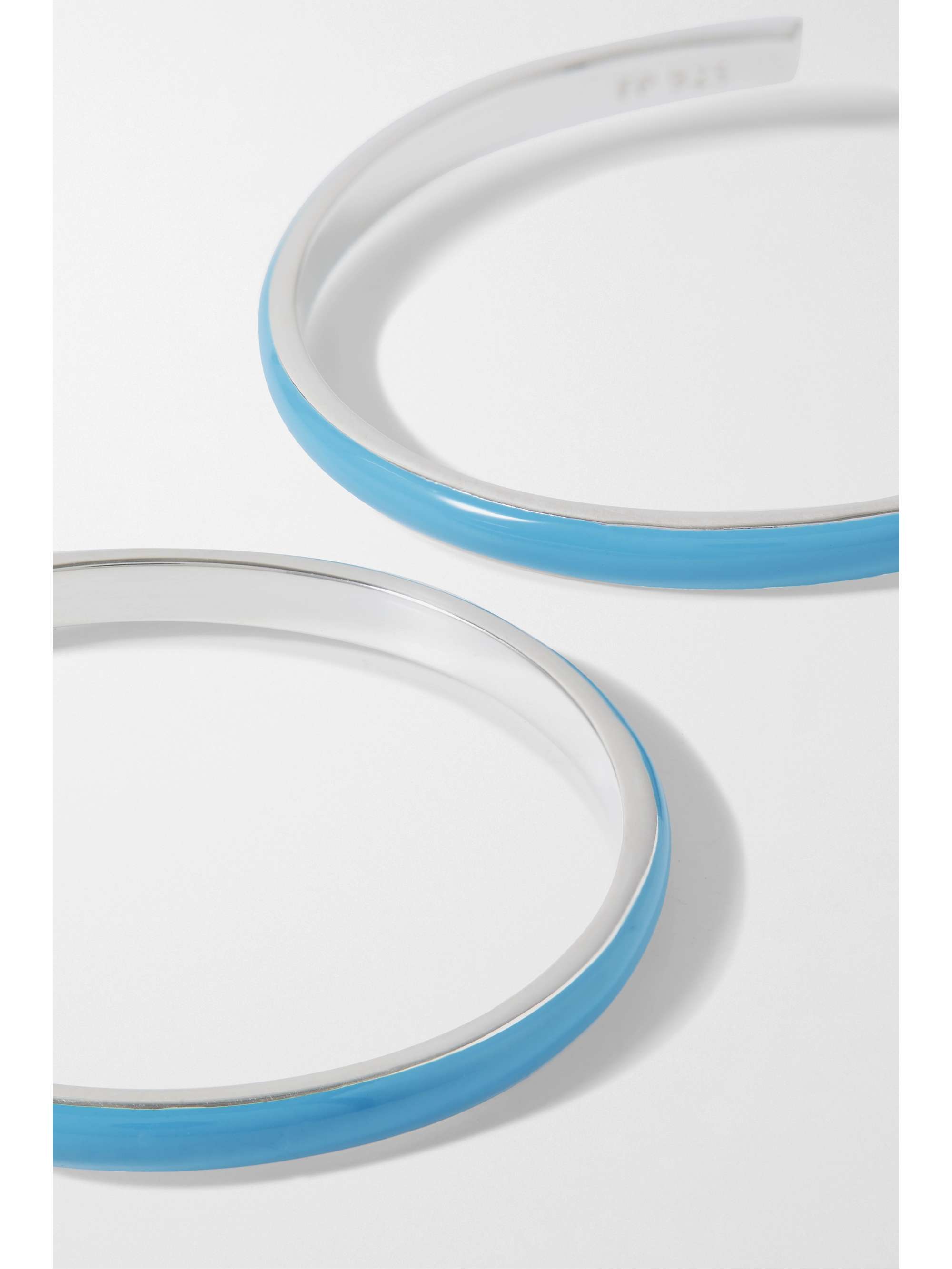 FRY POWERS Large silver and enamel hoop earrings