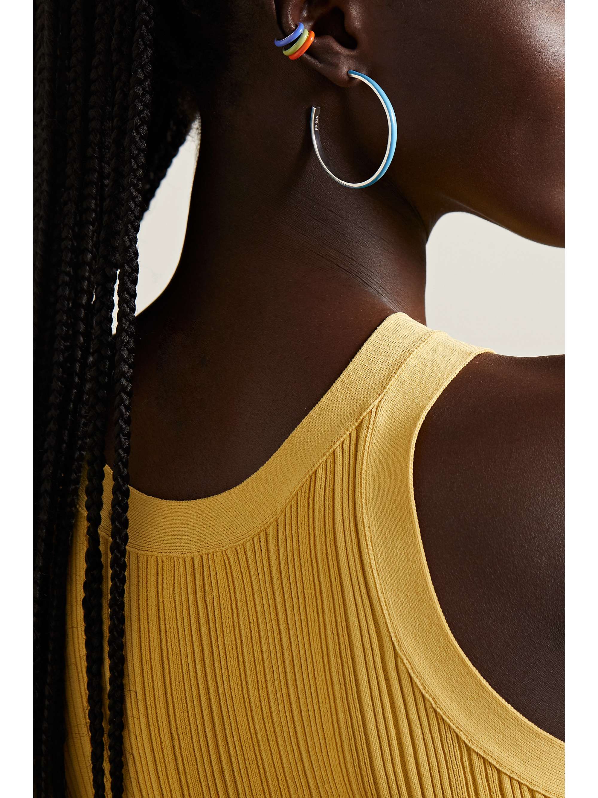 FRY POWERS Large silver and enamel hoop earrings