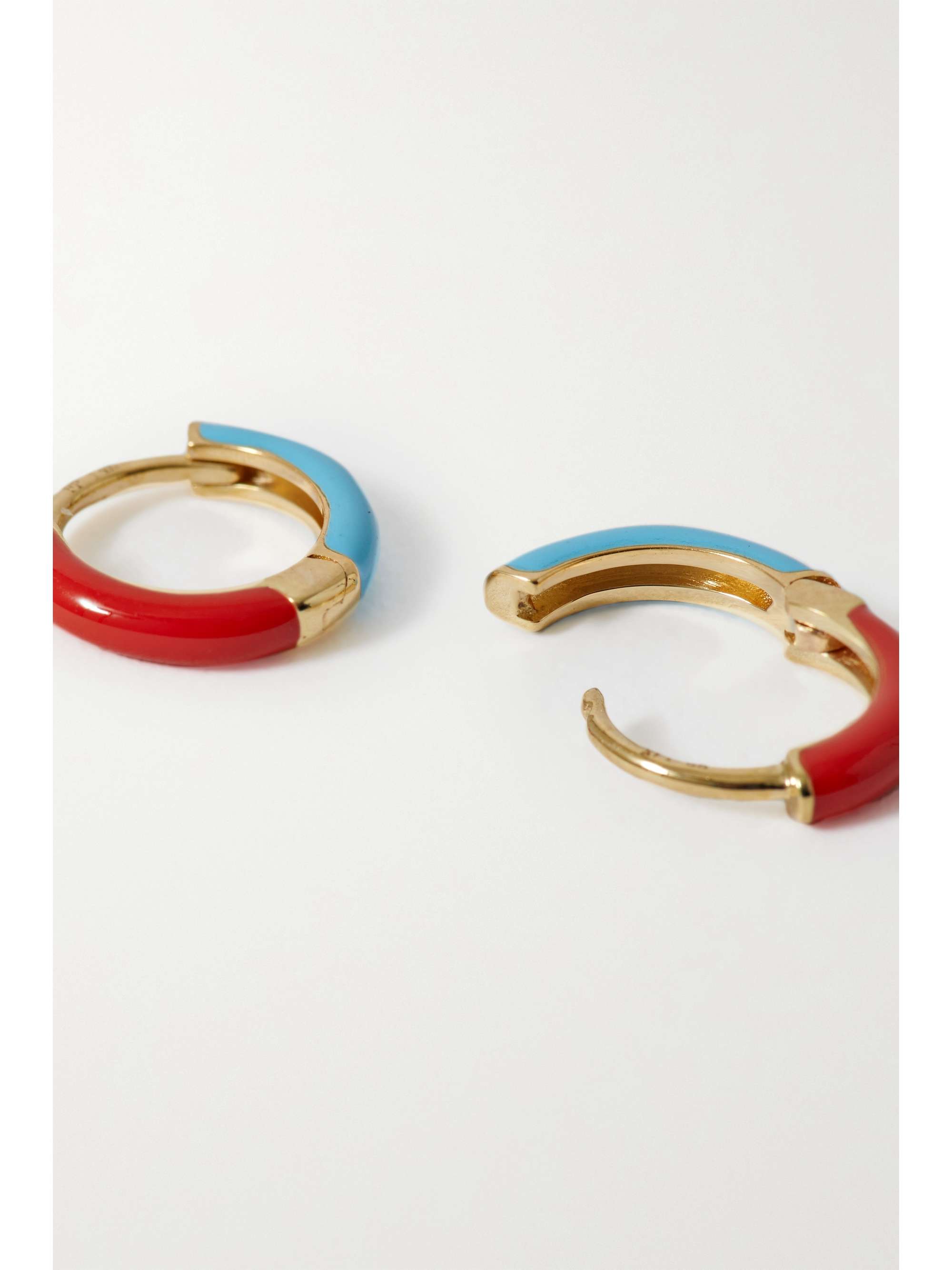 FRY POWERS 14karat gold and twotone enamel hoop earrings NETAPORTER