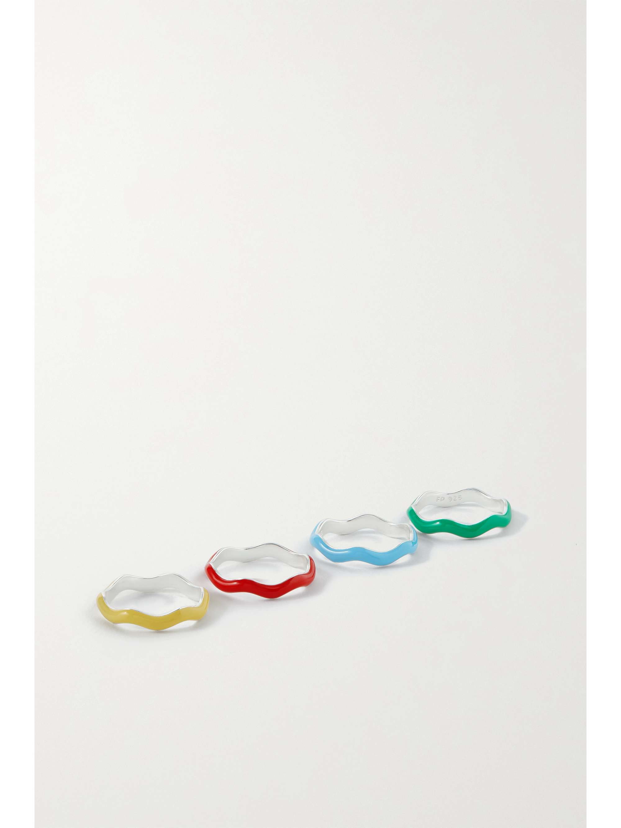 FRY POWERS Ric Rac set of four sterling silver and enamel rings