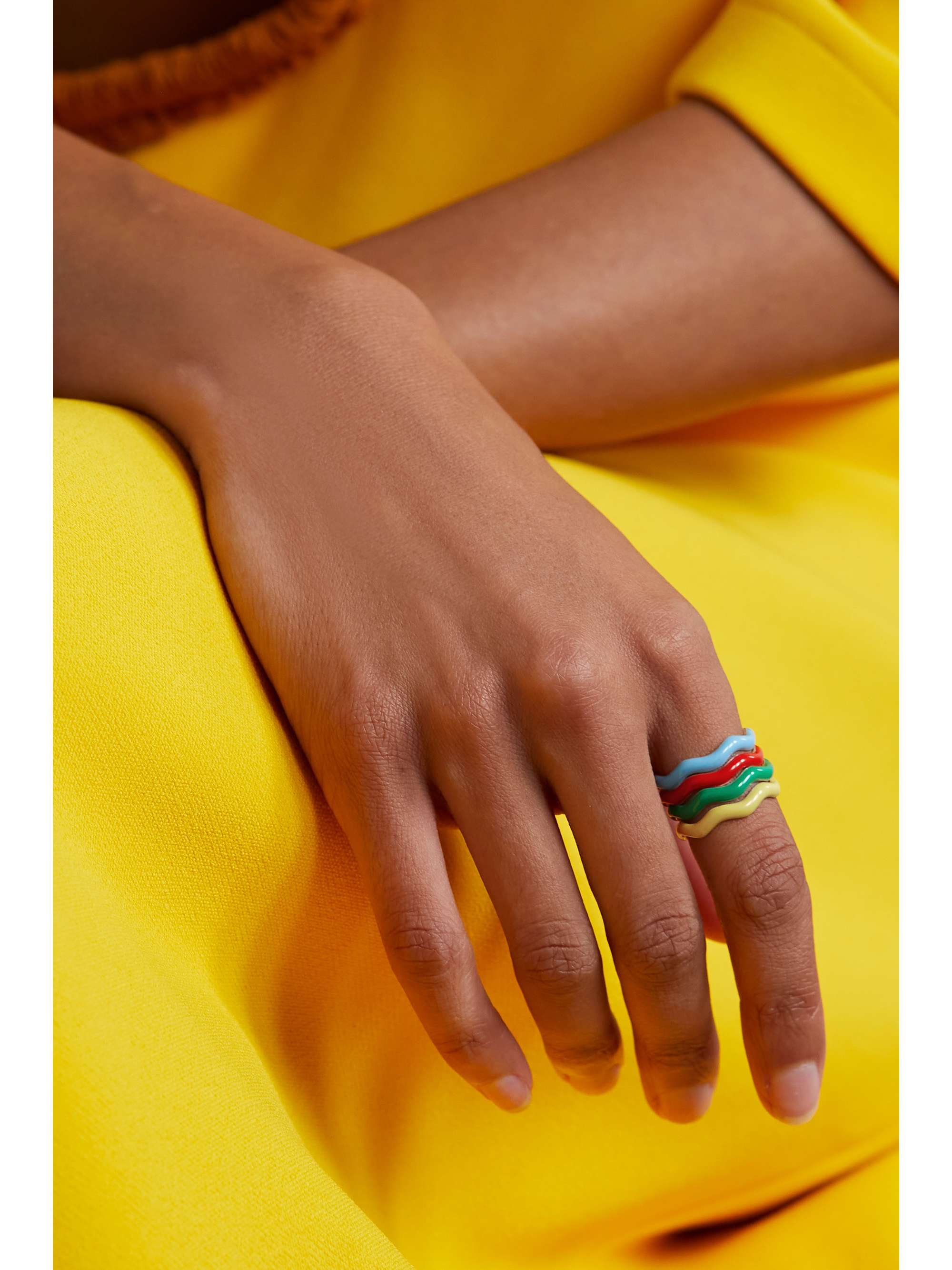 FRY POWERS Ric Rac set of four sterling silver and enamel rings