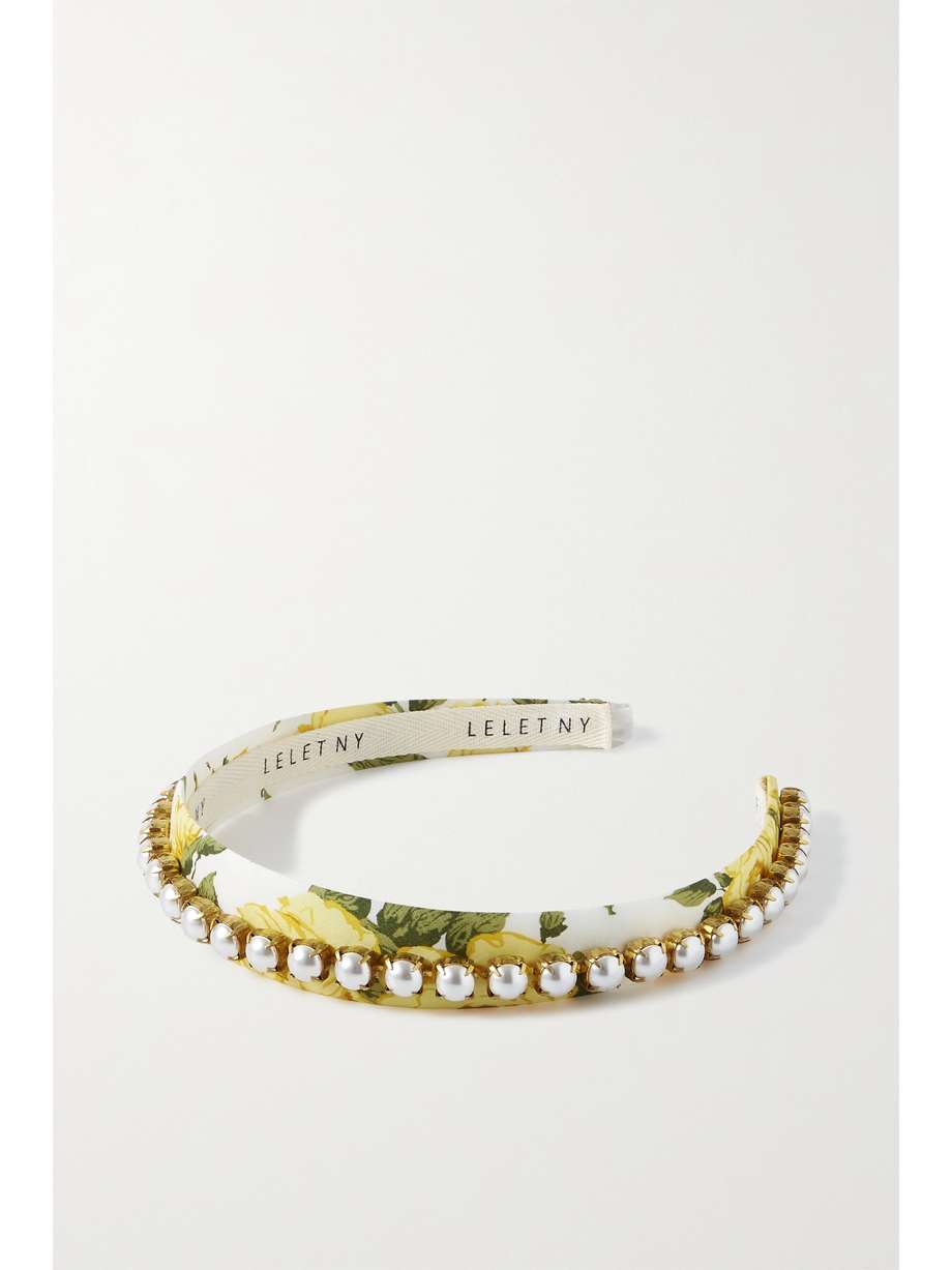 net-a-porter.com | Gwyneth faux pearl-embellished floral-print cotton headband