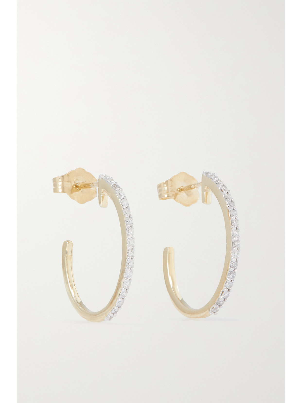 STONE AND STRAND - 10-karat Gold Diamond Hoop Earrings - One size