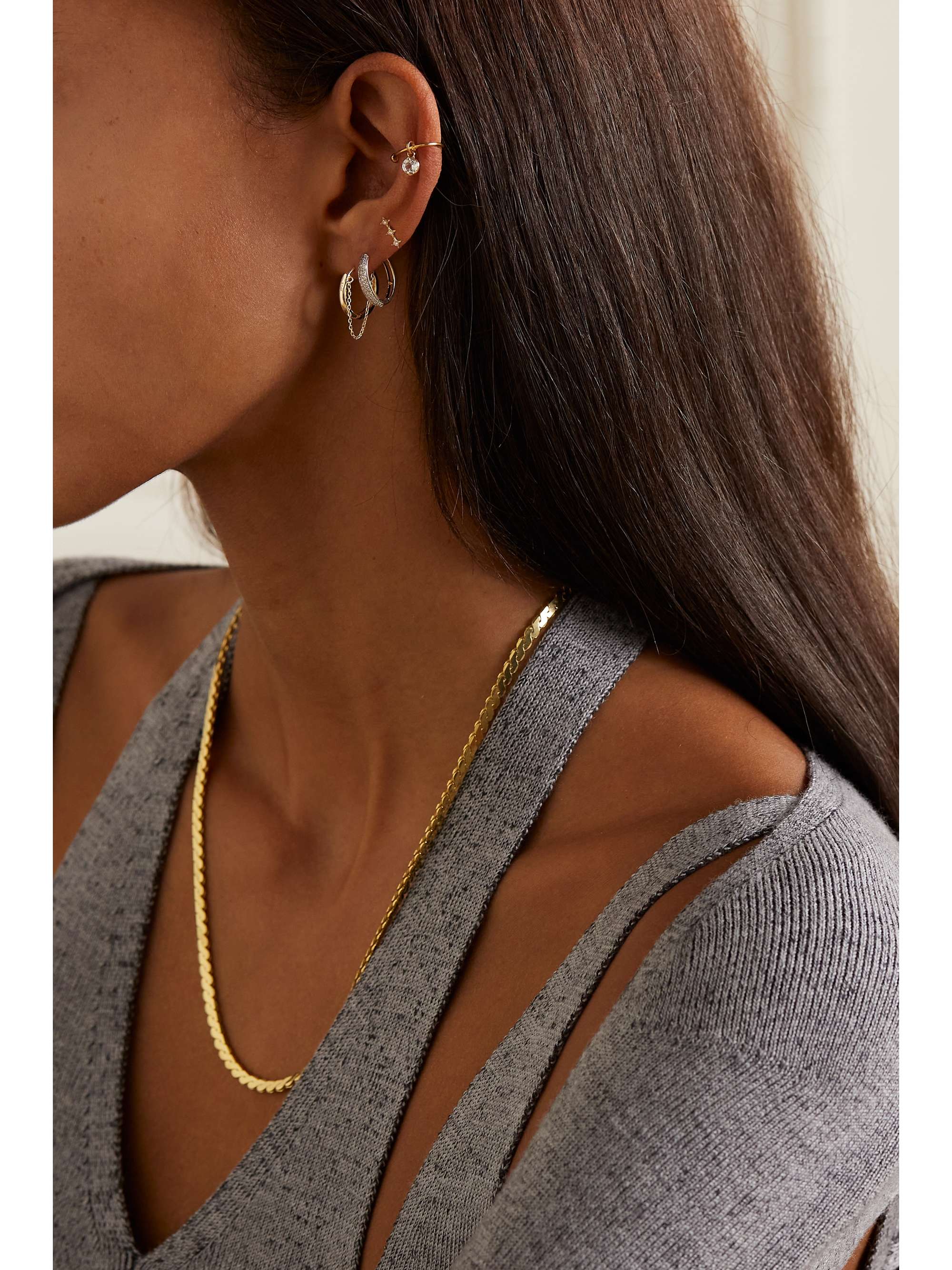STONE AND STRAND Chain Reaction gold single hoop earring NETAPORTER US
