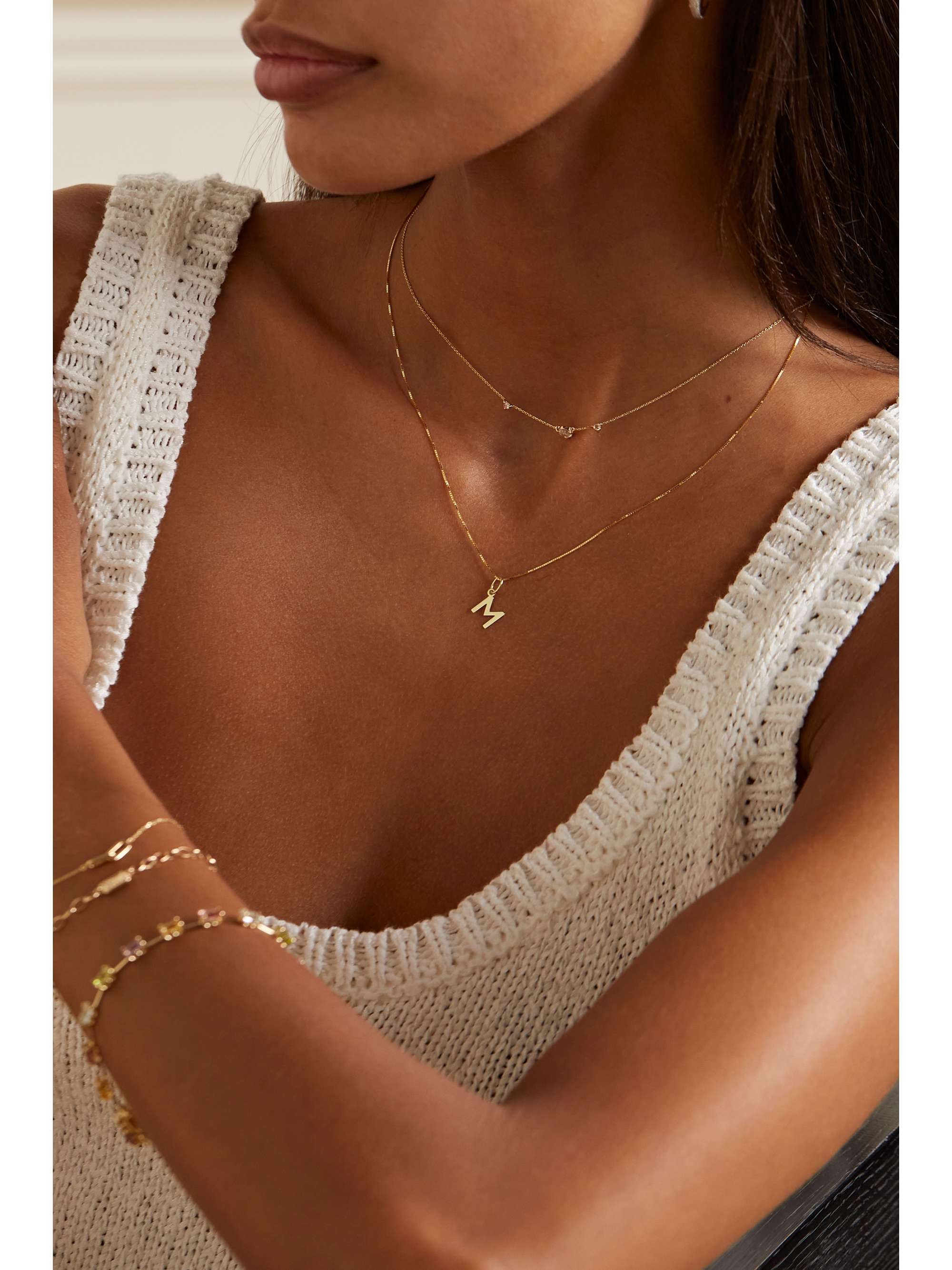 STONE AND STRAND Initial 10karat gold necklace NETAPORTER