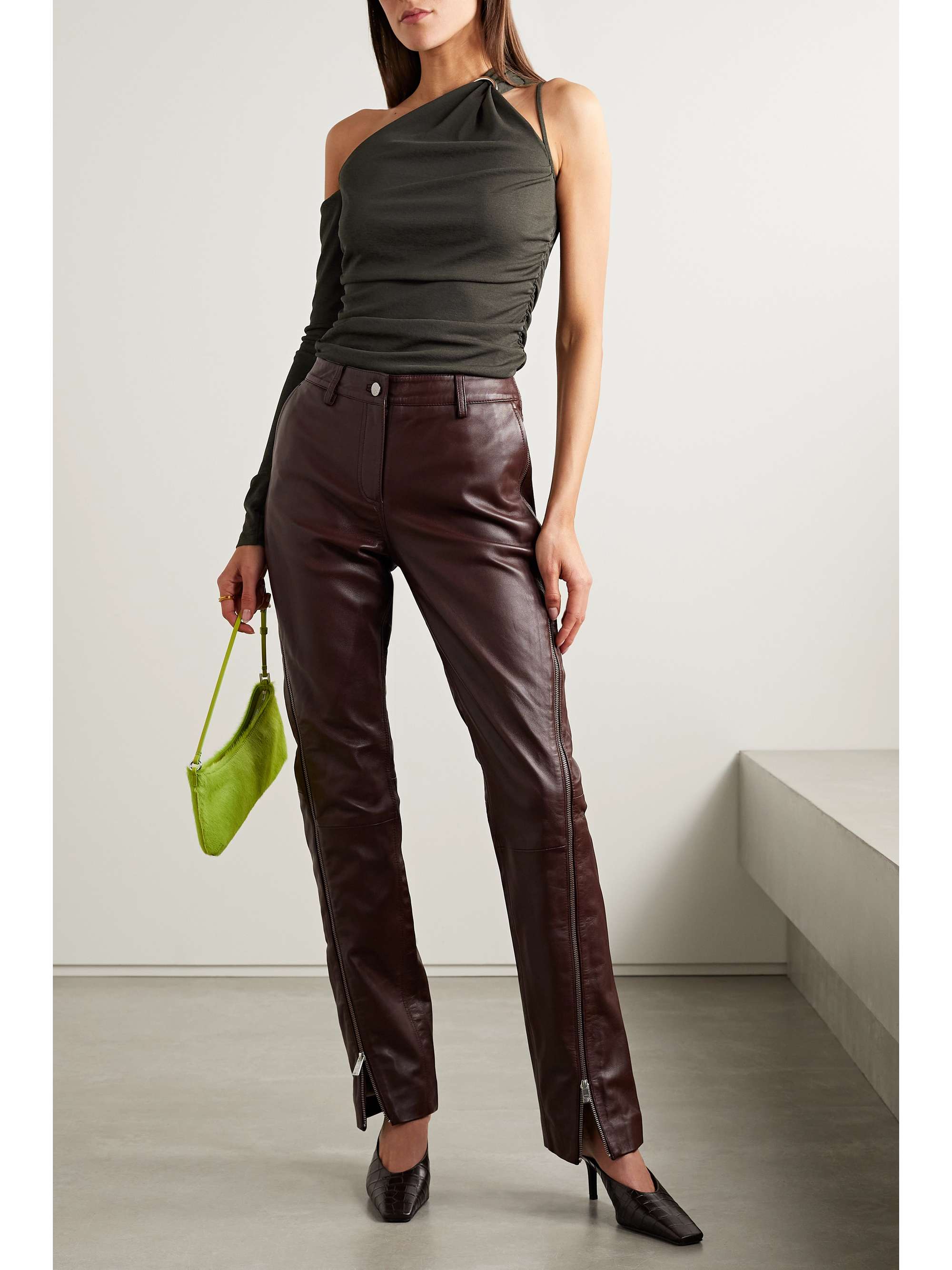 NANUSHKA Aleza onesleeve recycledjersey top NETAPORTER