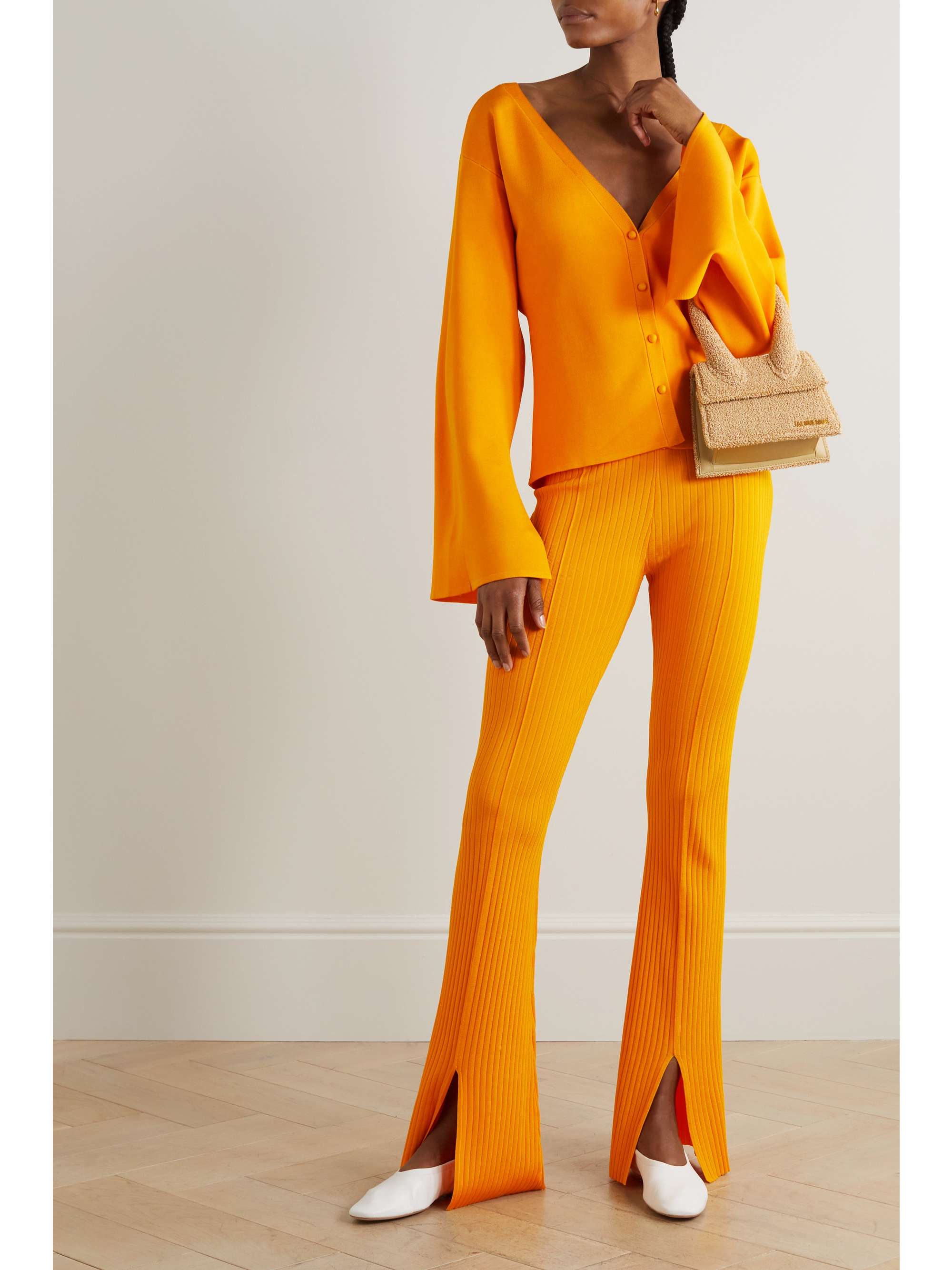 NANUSHKA Lette ribbed-knit flared pants